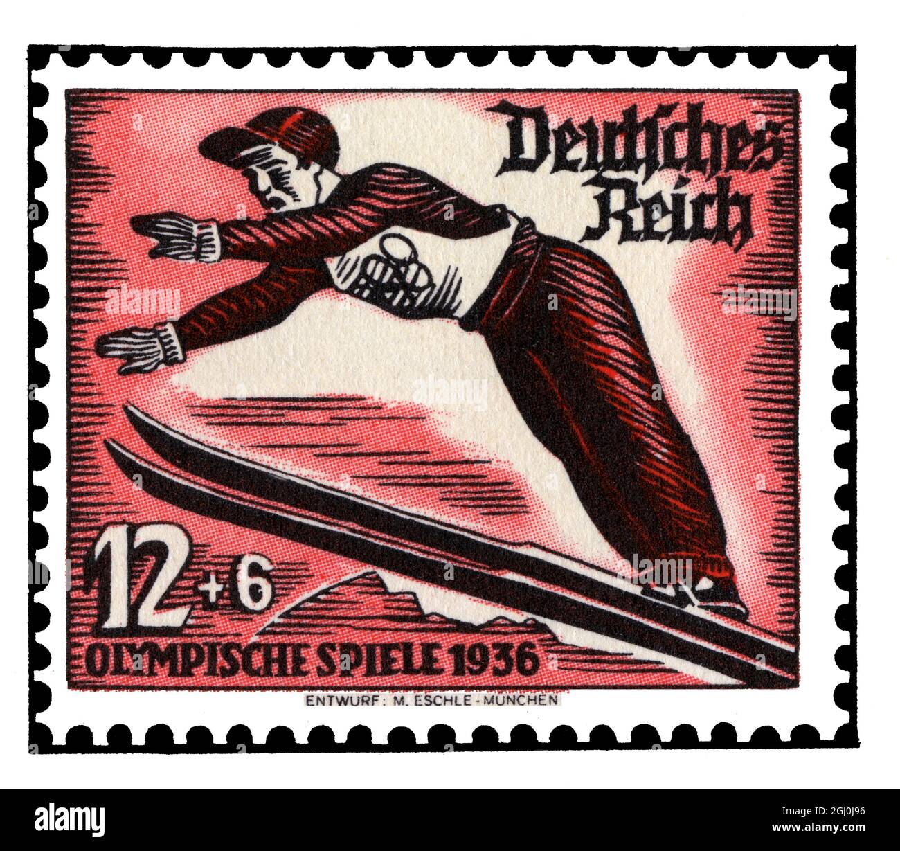 1936 Olympic Games stamp - Germany - Entwerf M. Eschle-Munchen ©TopFoto Stock Photo