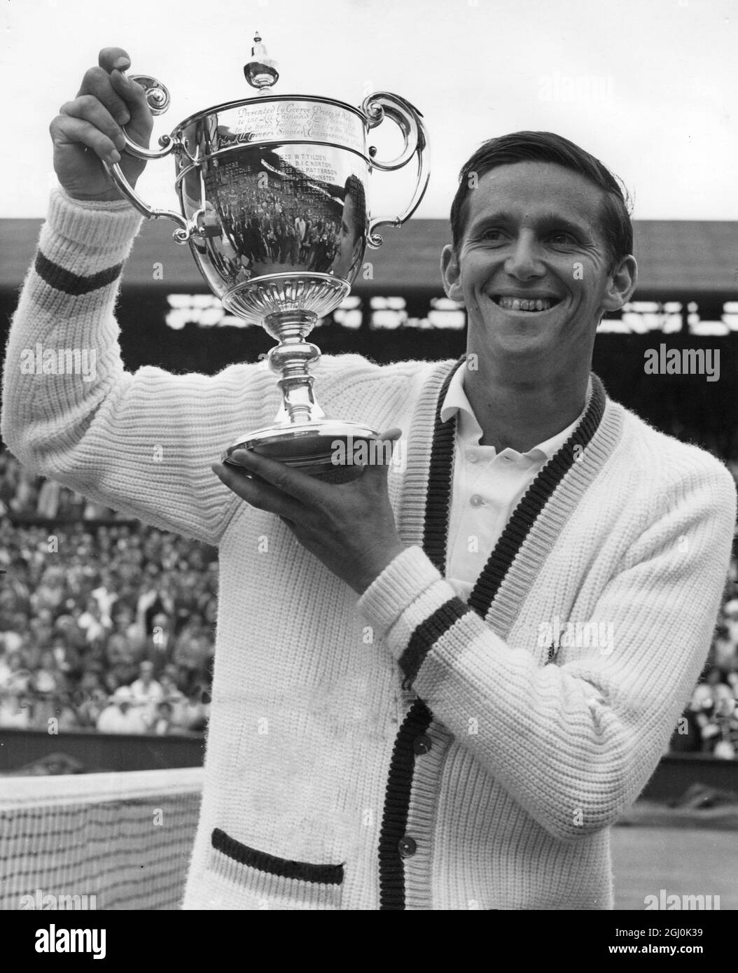 Roy Emerson Holds The Trophy After Winning The Men S Singles Title At Wimbledon 3rd July 1964 C Topfoto Local Caption 1964 R S Emerson Stock Photo Alamy