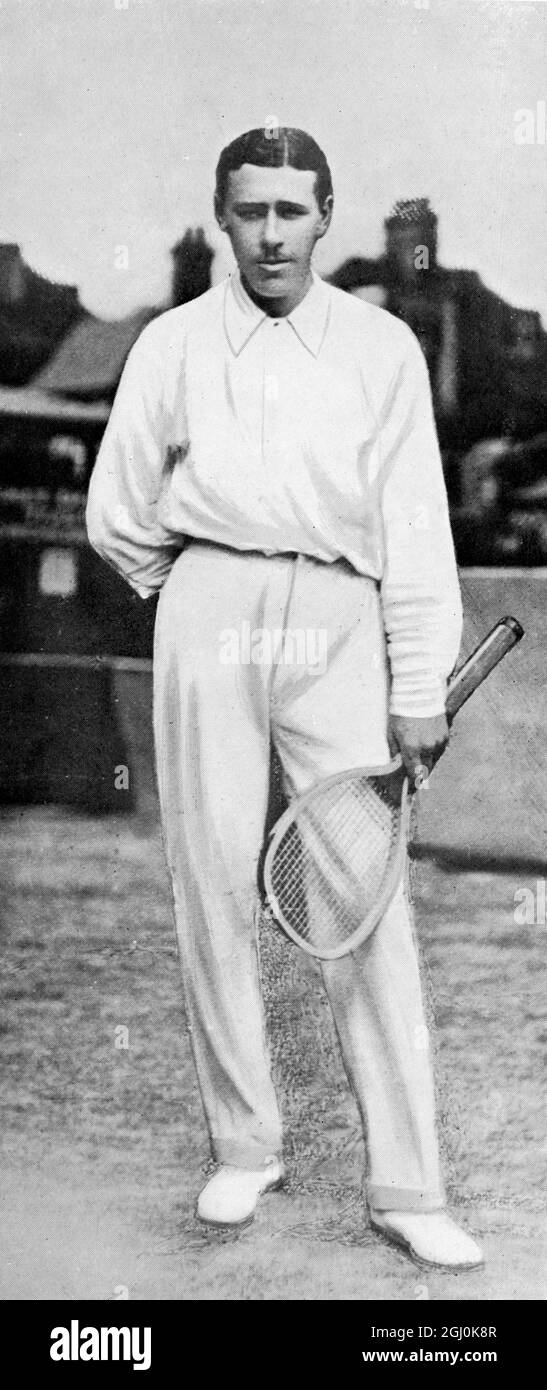 Norman E. Brookes 1905 - winner of all-comers' singles. Sir Norman Everard Brookes (born 14 November 1877 in Melbourne, Victoria - died 28 September 1968 in Melbourne, Victoria) was an Australian tennis champion and president of the Lawn Tennis Association of Australia. ©TopFoto Stock Photo