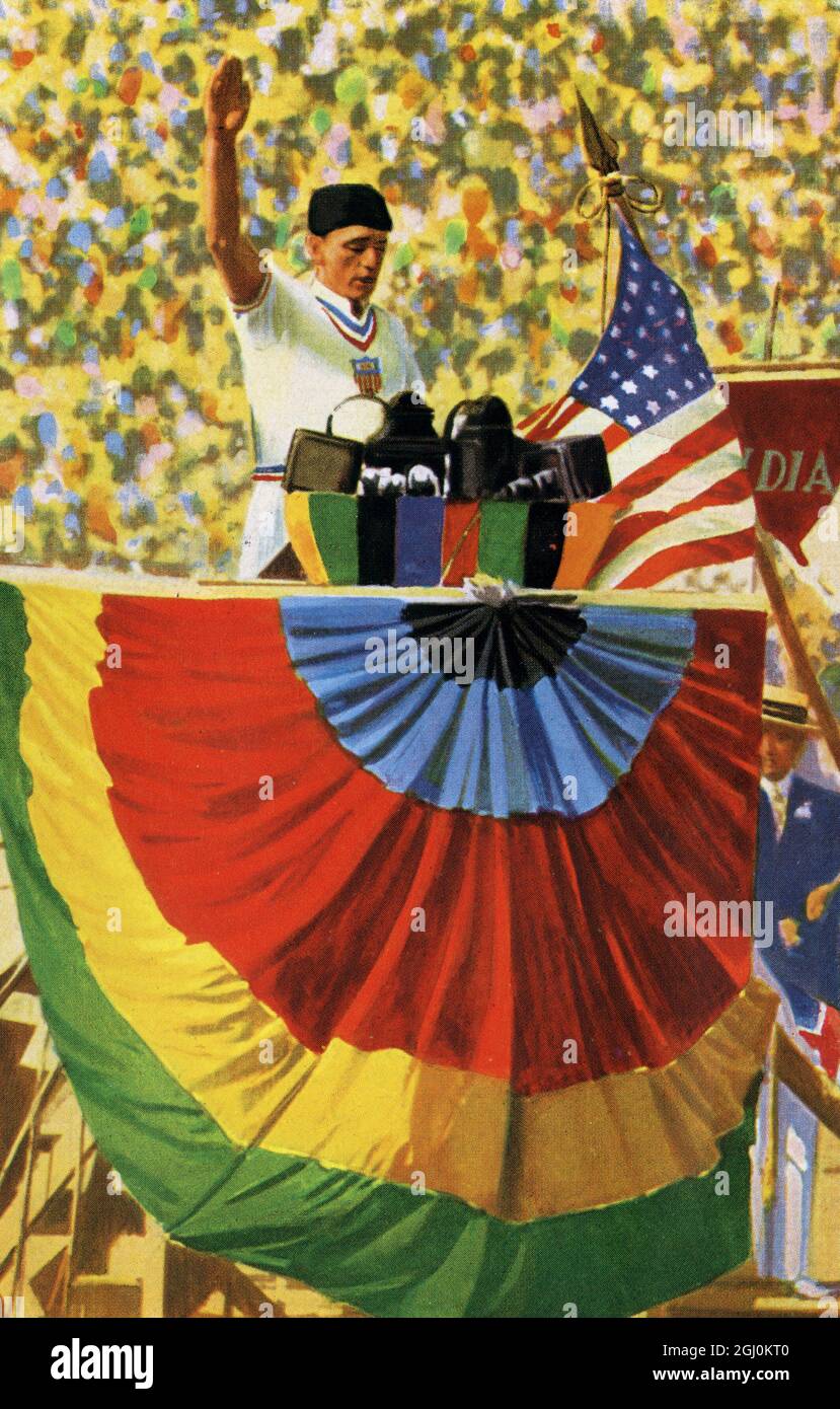 The Olympic Oath at the Summer Olympics at Los Angeles, California 1932