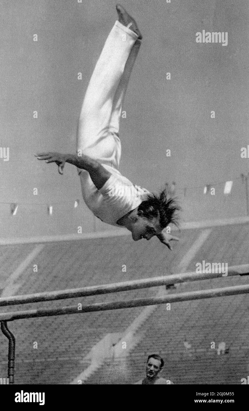 1932 Olympic Games, Los Angeles, USA, Gymnsatics, Italy's Romeo Neri in