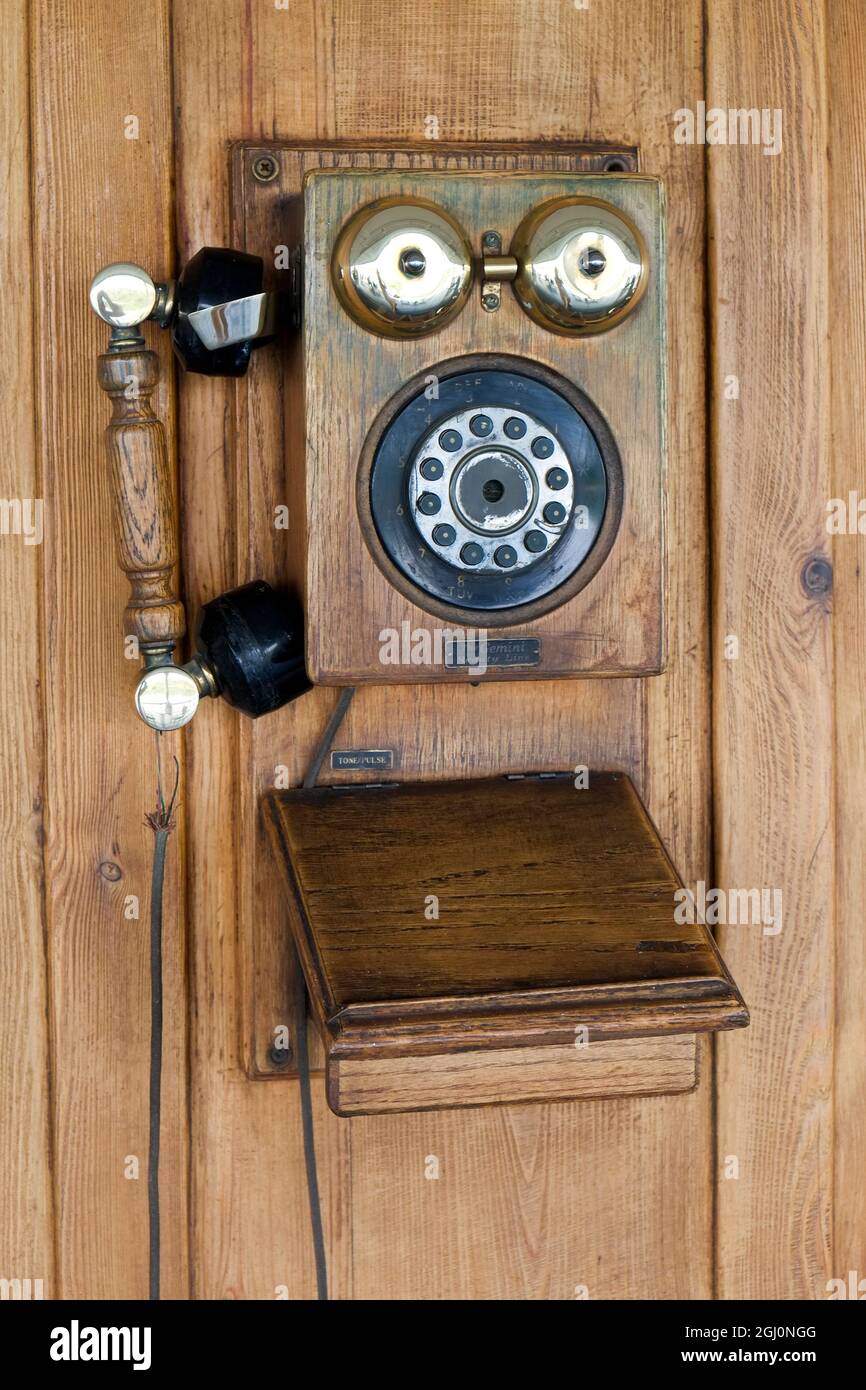 Old fashioned wall phone, Egypt Stock Photo Alamy