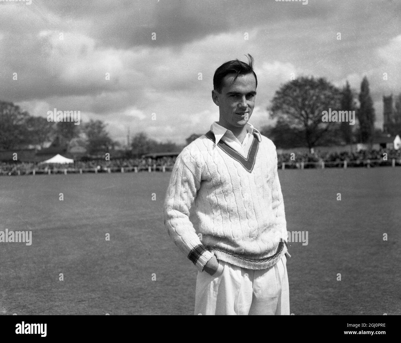 The young Australian cricketer Ian Craig pictured during the opening match of the Australian tour - against Worcester here 30 april 1953 Stock Photo