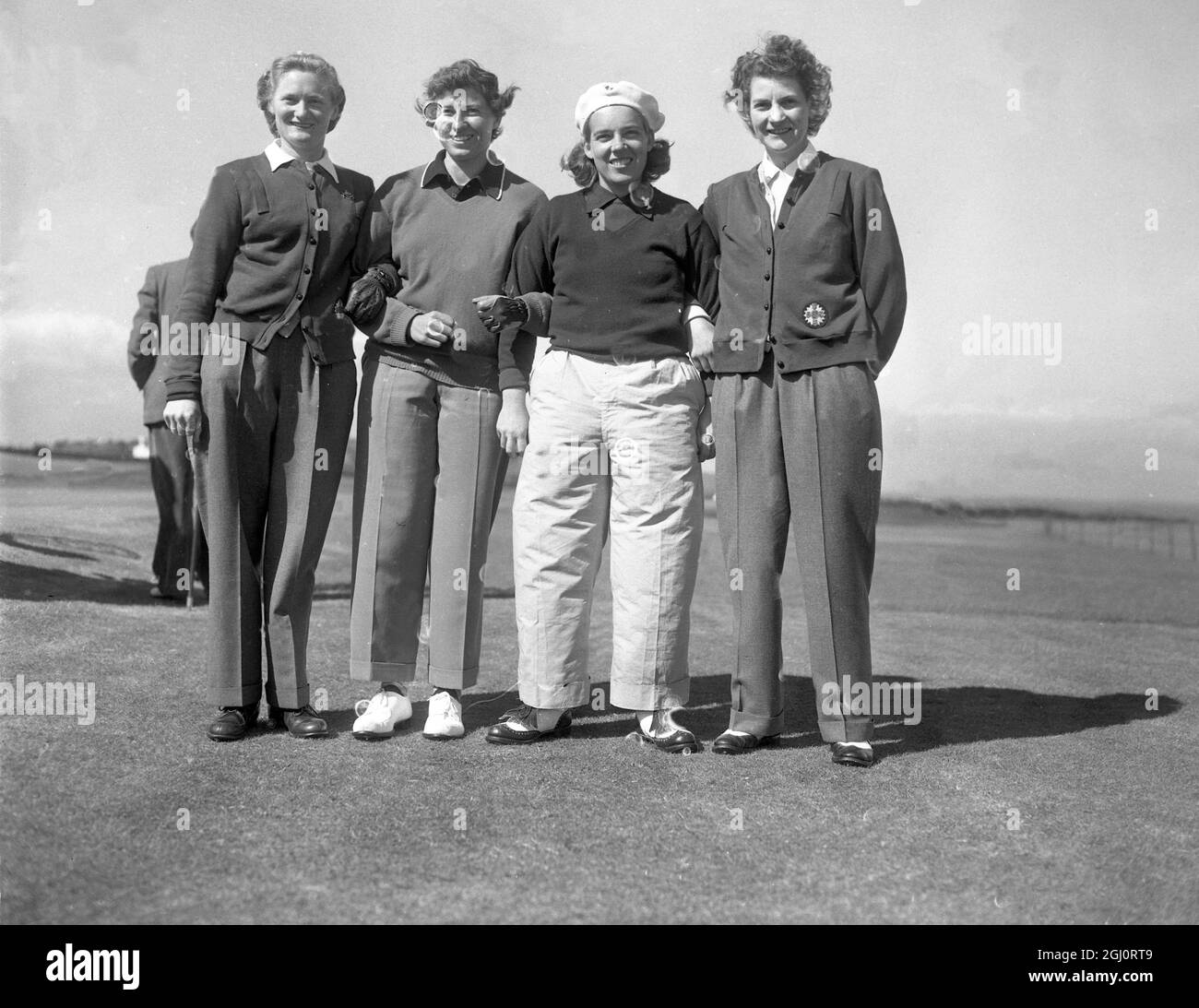 Women golfers left to right : Miss Philomena Garvey Miss Pat O'Sullivan Miss Polly Riley Miss Moira Patterson June 1952 Stock Photo