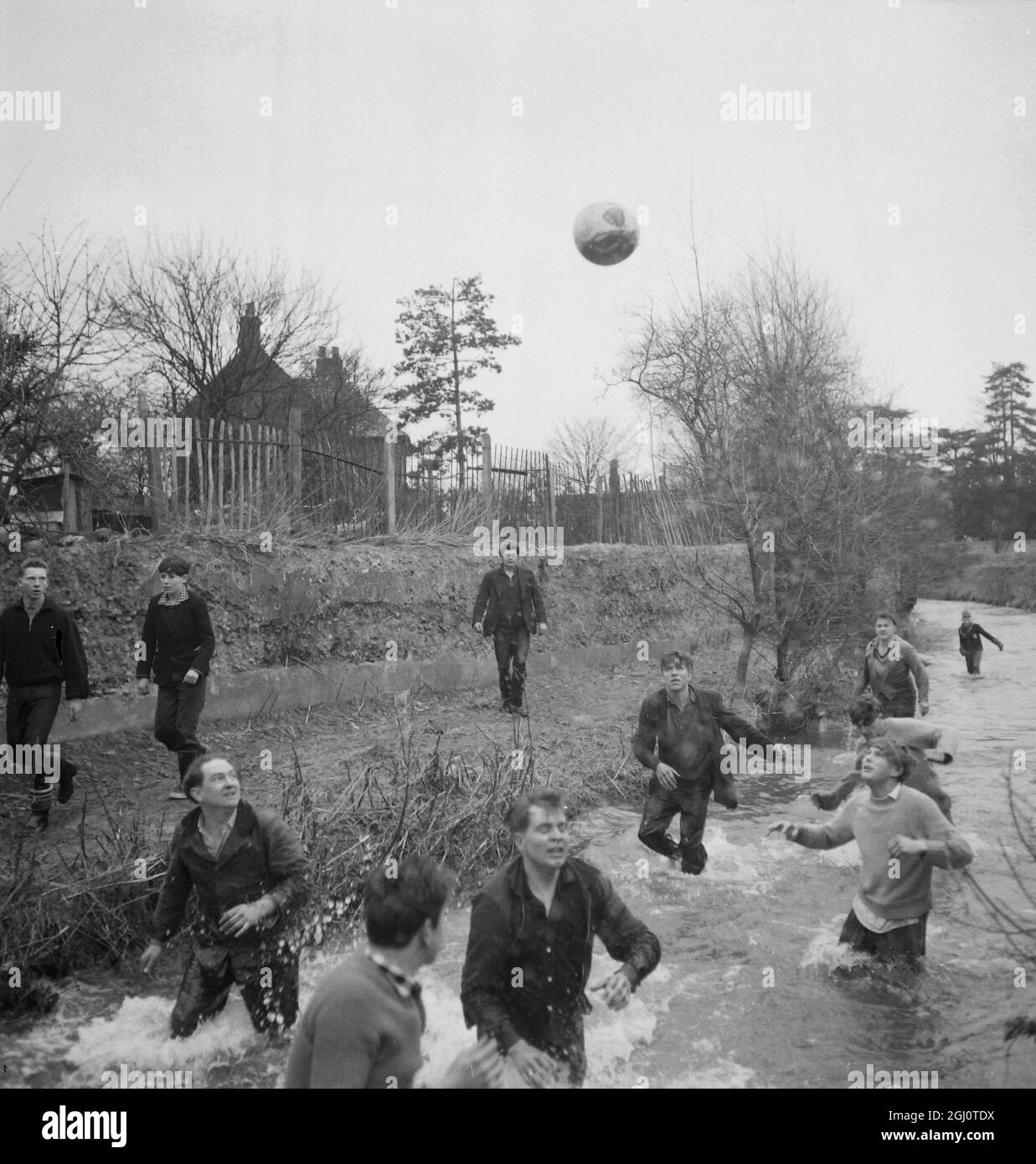 SHROVE TIDE SOCCER GAME 2 MARCH 1960 Stock Photo