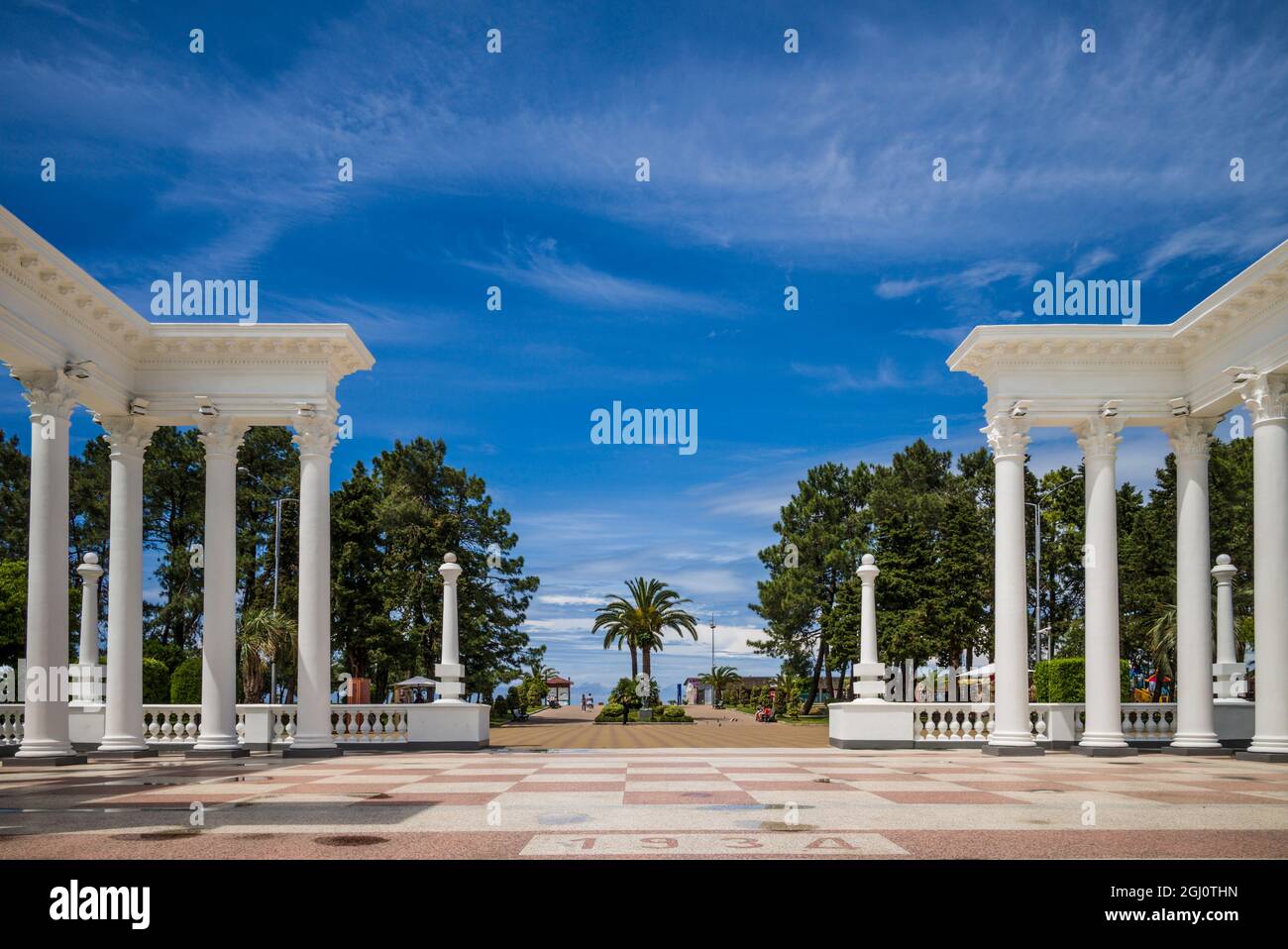 Georgia, Batumi. Batumi Boulevard seaside promenade with colonnades. Stock Photo