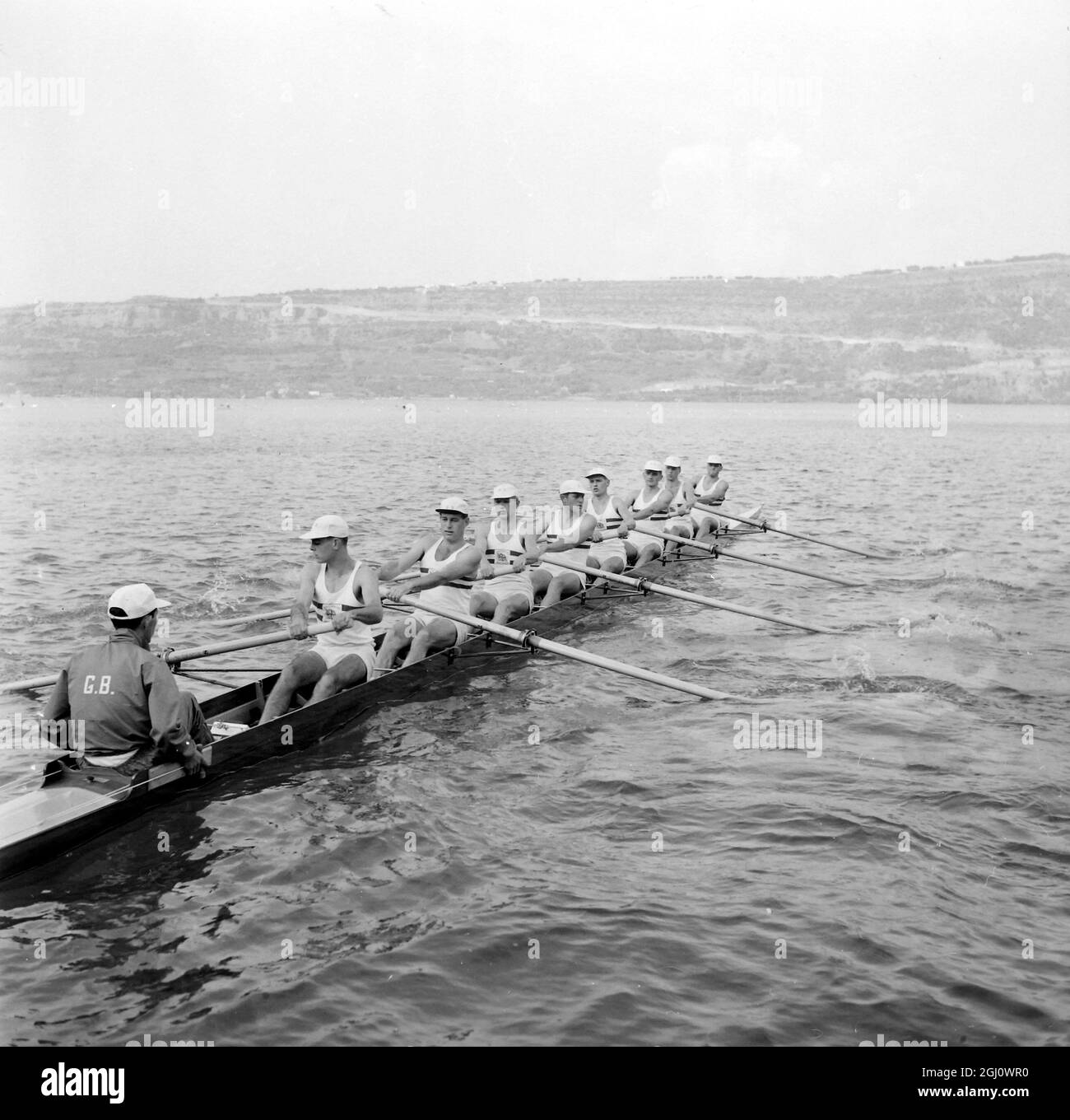 OLYMPIC GAME GB ROWING 8 PRACTICE ROME 21 AUGUST 1960 Stock Photo
