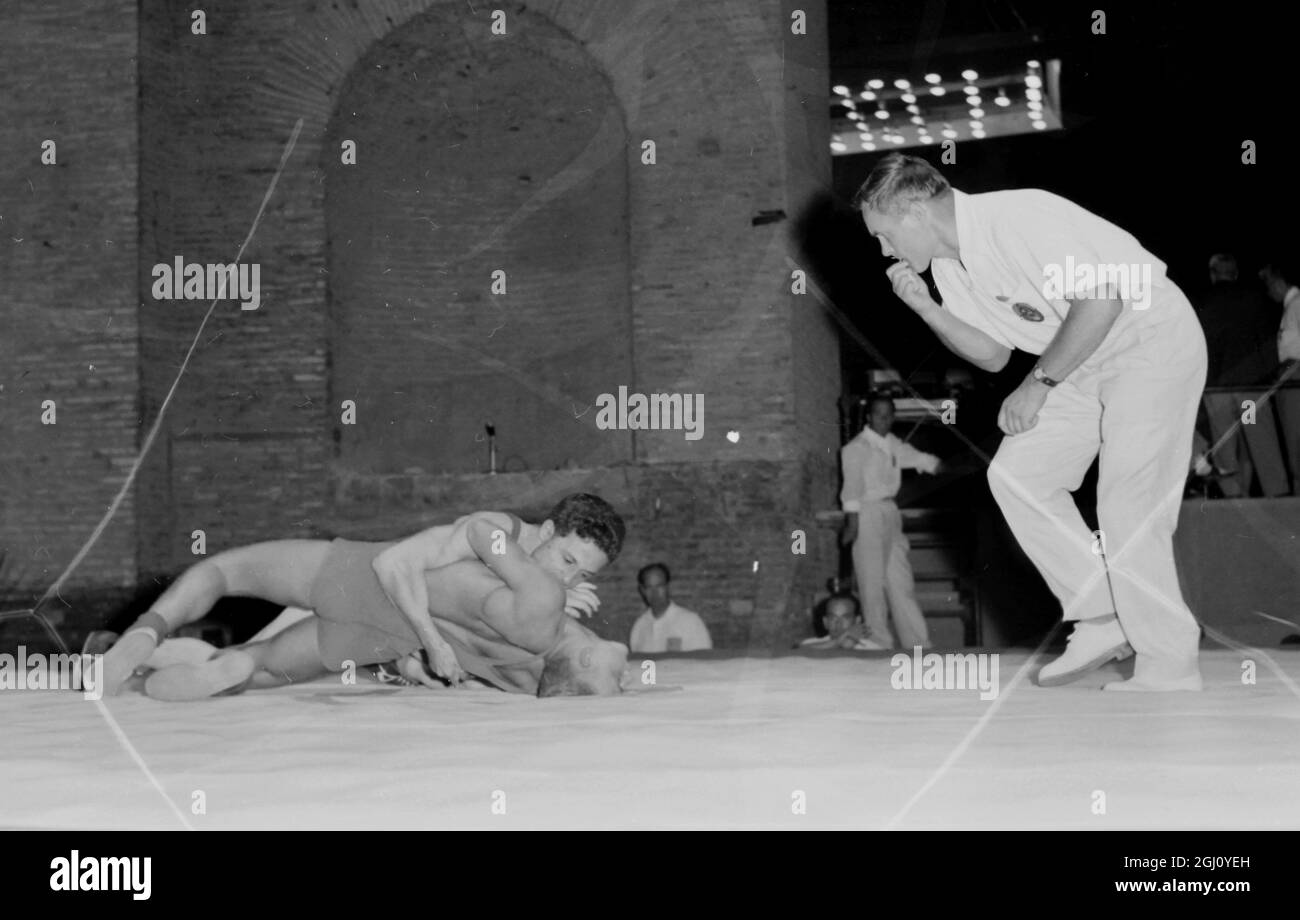 OLYMPIC GAME WRESTLING FEATHERWEIGHT SILLE FREJ 30 AUGUST 1960 Stock Photo