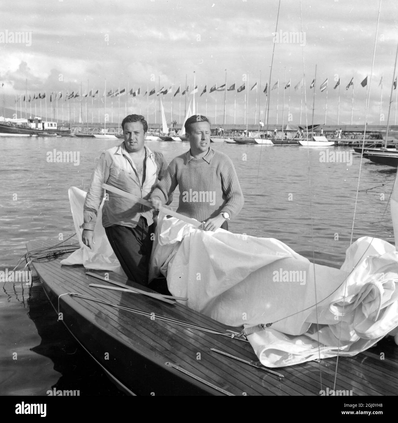 OLYMPIC GAME YACHTING STAR CLASS PORTUGUSES TEAM WINS QUIN & QUINA 8 SEPTEMBER 1960 Stock Photo