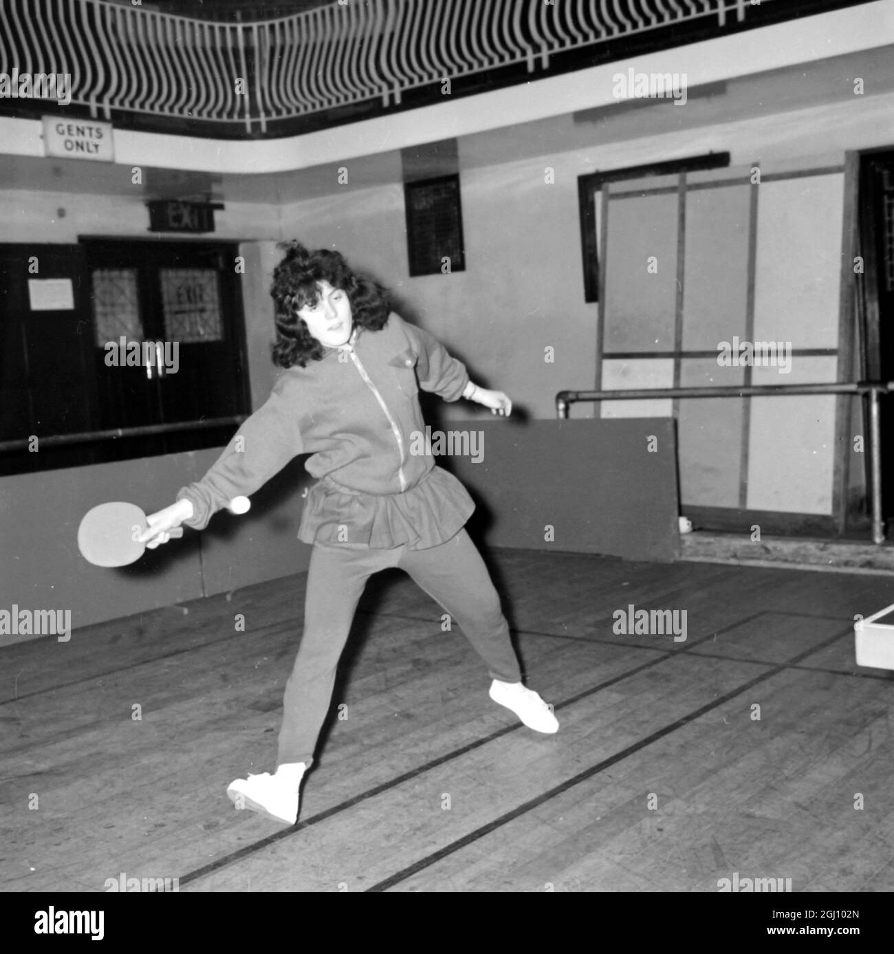 JEAN HARROWER AT TABLE TENNIS CHAMPIONSHIPS IN GREENWICH - 2 JANUARY 1961 Stock Photo