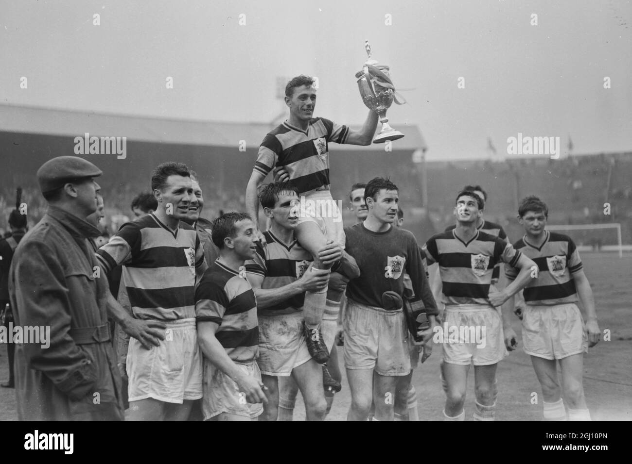 1961 league and cup winning team Black and White Stock Photos