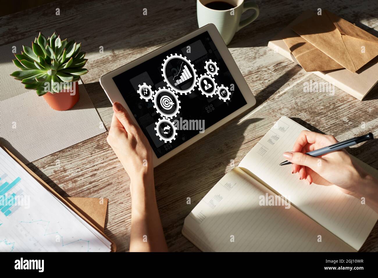 Business process workflow and automation concept on screen Stock Photo