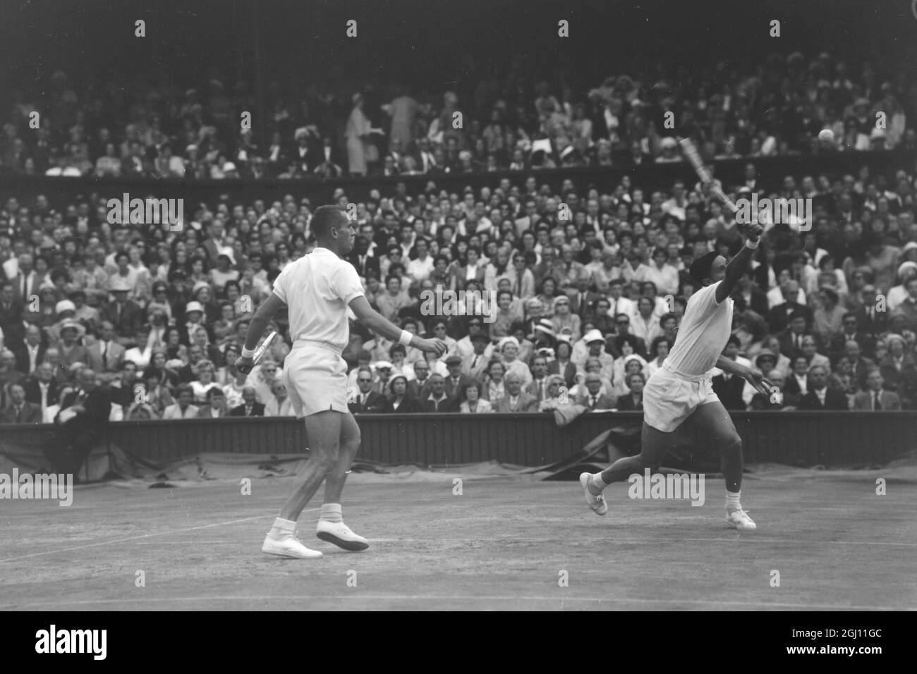 Australian Tennis Players Neale Fraser And Roy Emerson Mens Doubles At Wimbledon Lawn Tennis Championships 4 July 1961 Stock Photo Alamy