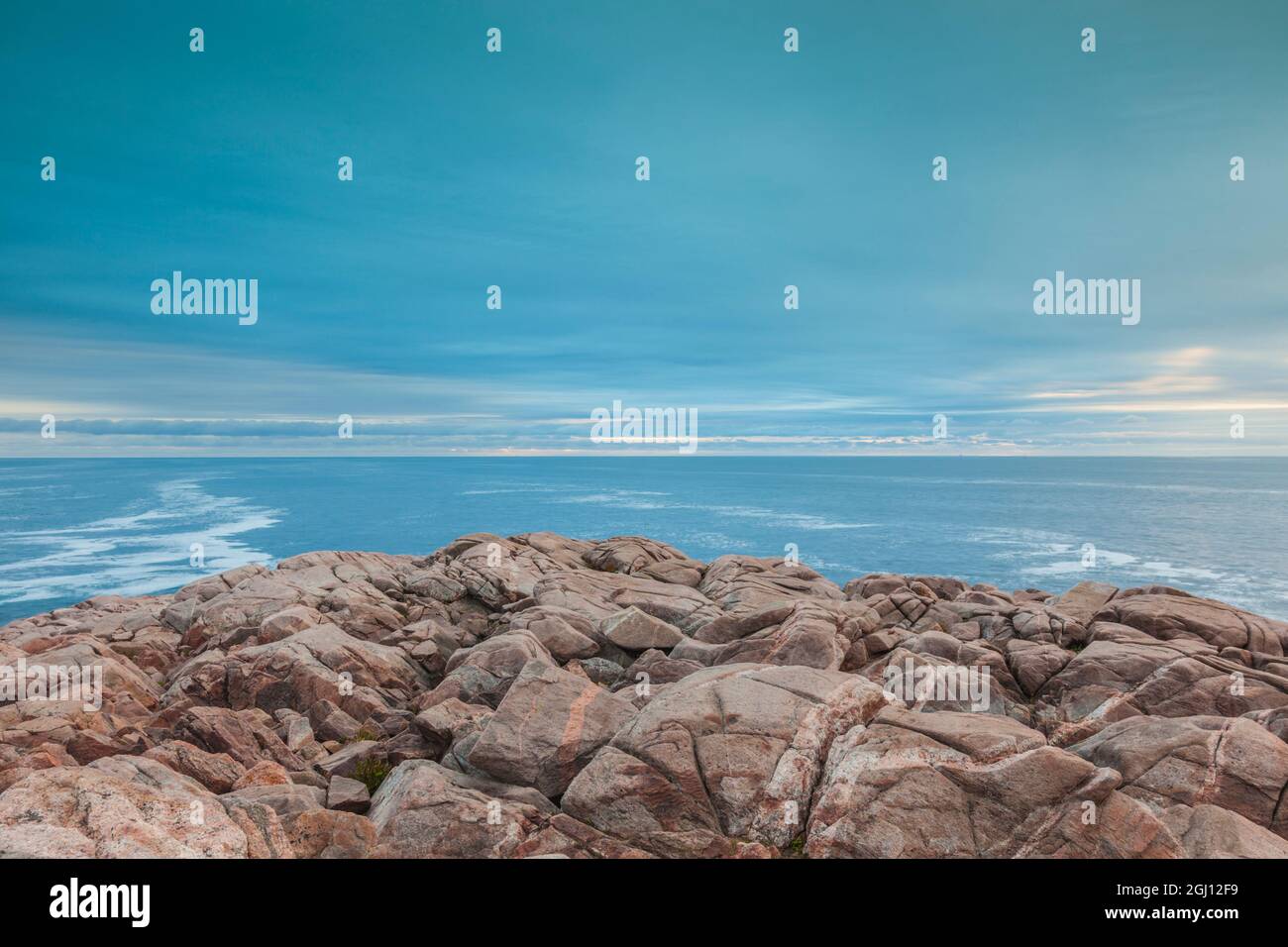 Canada, Nova Scotia, Cabot Trail. Cape Breton Highlands National Park, Lakies Head in autumn. Stock Photo