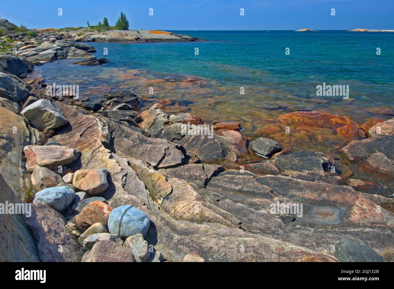 Canada, Ontario, Killarney Provincial Park, Precambrian Shield rock ...