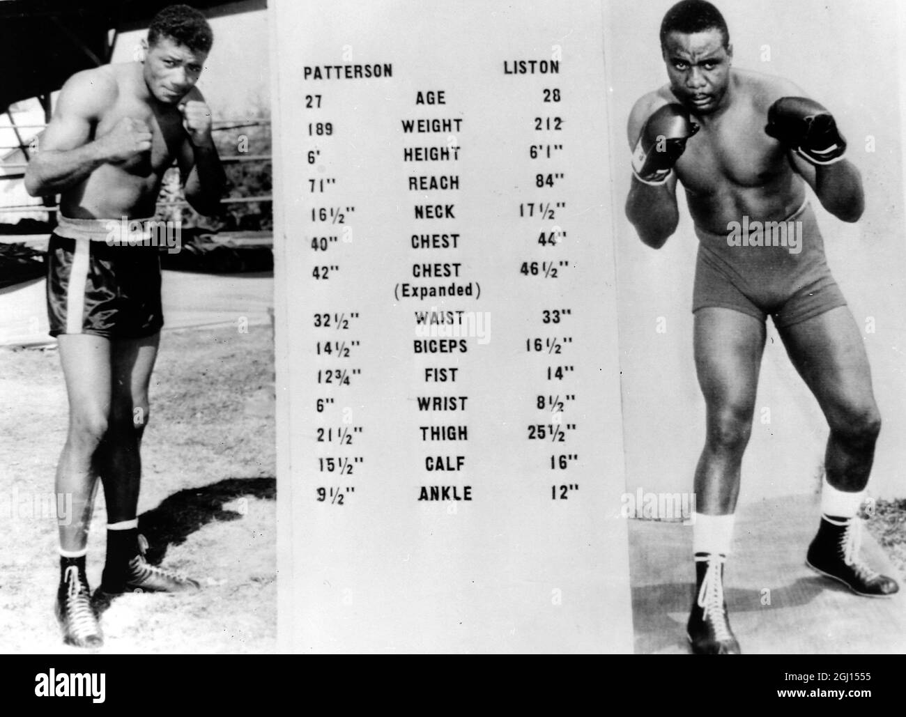 BOXERS FLOYD PATTERSON AND SONNY LISTON ; 22 SEPTEMBER 1962 Stock Photo