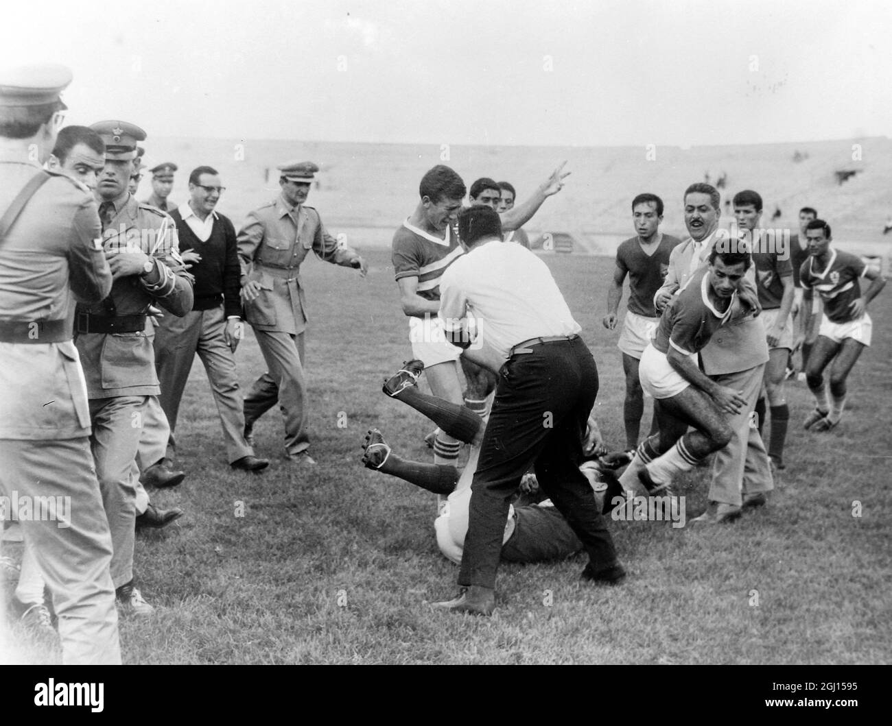 FOOTBALL RIOT POLICE TRY QUELL BRAWL DURING A MATCH IN ATHENS ; 3 OCTOBER 1962 Stock Photo
