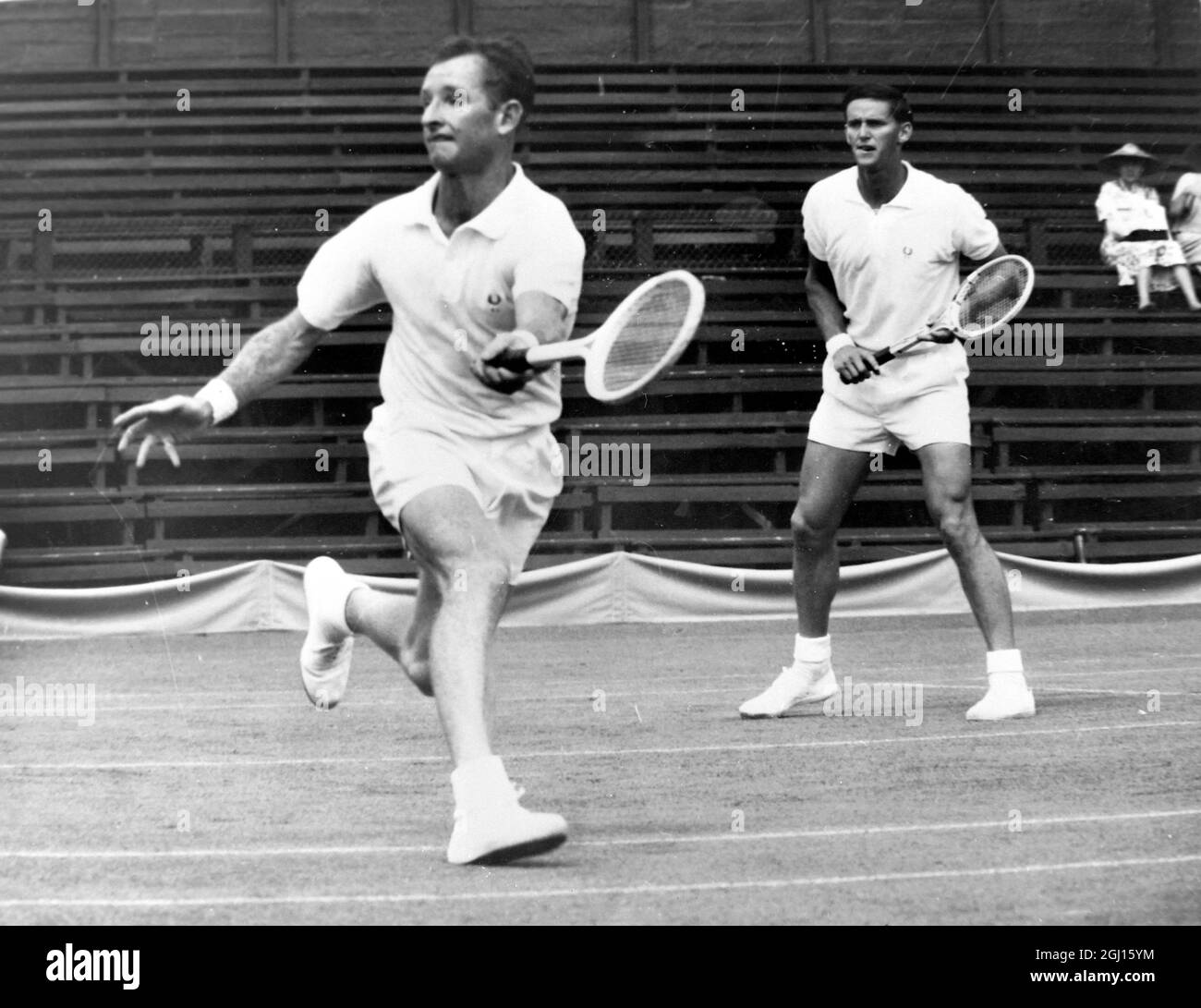 Rod Laver And Roy Emerson In Tennis Action 31 December 1962 Stock Photo Alamy