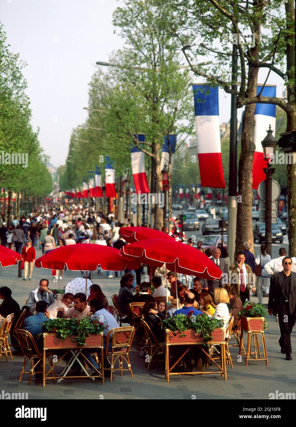 Cafe on Champs-Elysees, Paris, France (NO MODEL RELEASE) Stock Photo