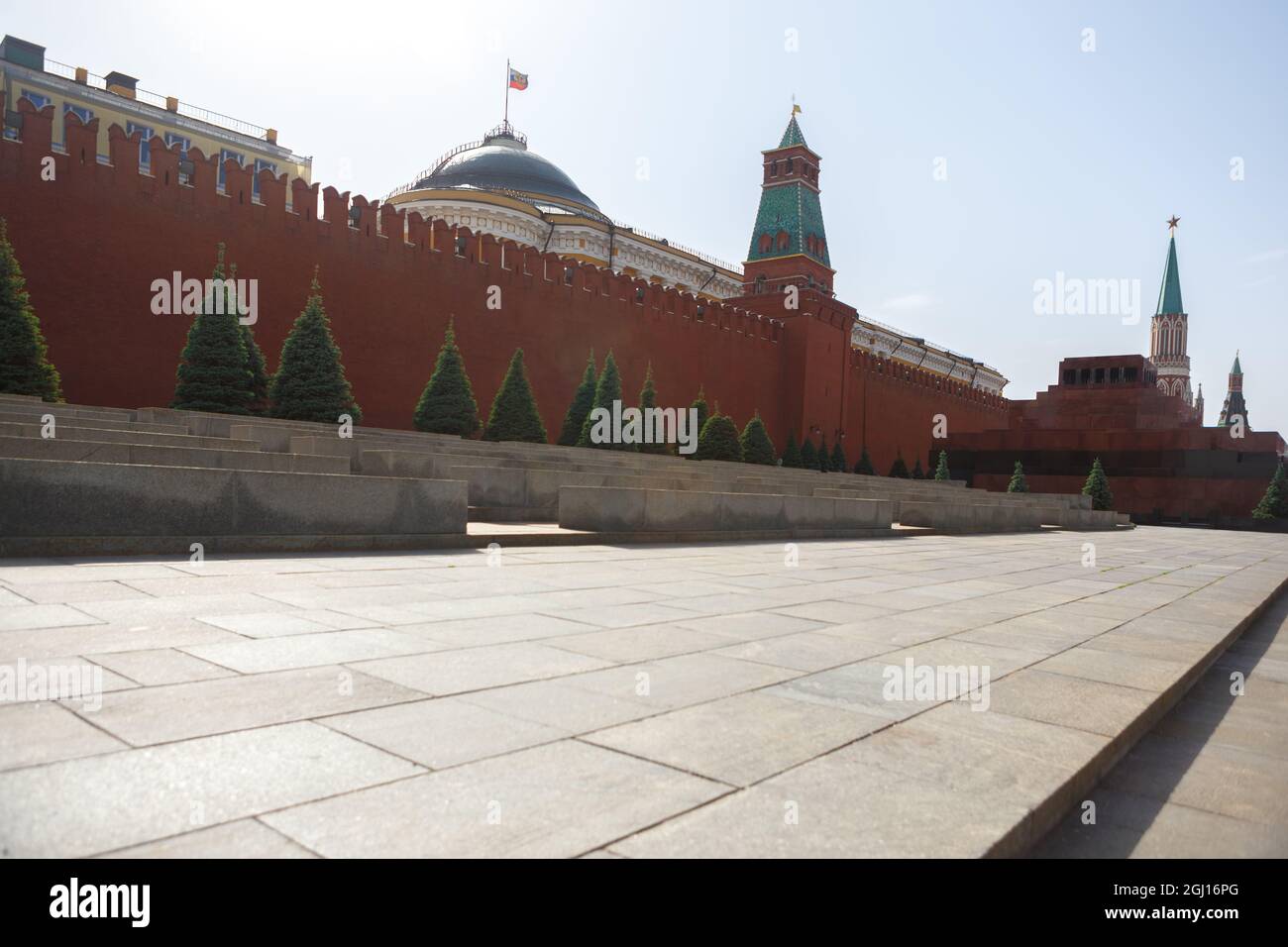 MOSCOW, RUSSIA: MAY 27, 2015:Necropolis near the Kremlin wall. Mausoleum. Red square. Moscow Stock Photo