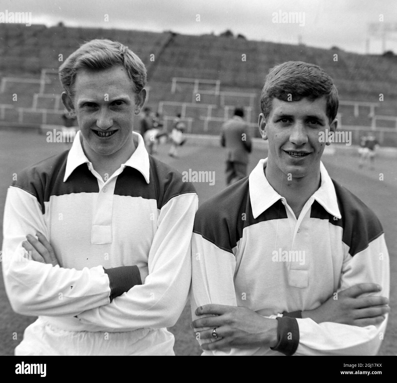 BRIAN OLD AND ROY MILLER - PORTRAIT OF FOOTBALLERS OF CHARLTON ATHLETIC FOOTBALL CLUB ; 12 AUGUST 1963 Stock Photo