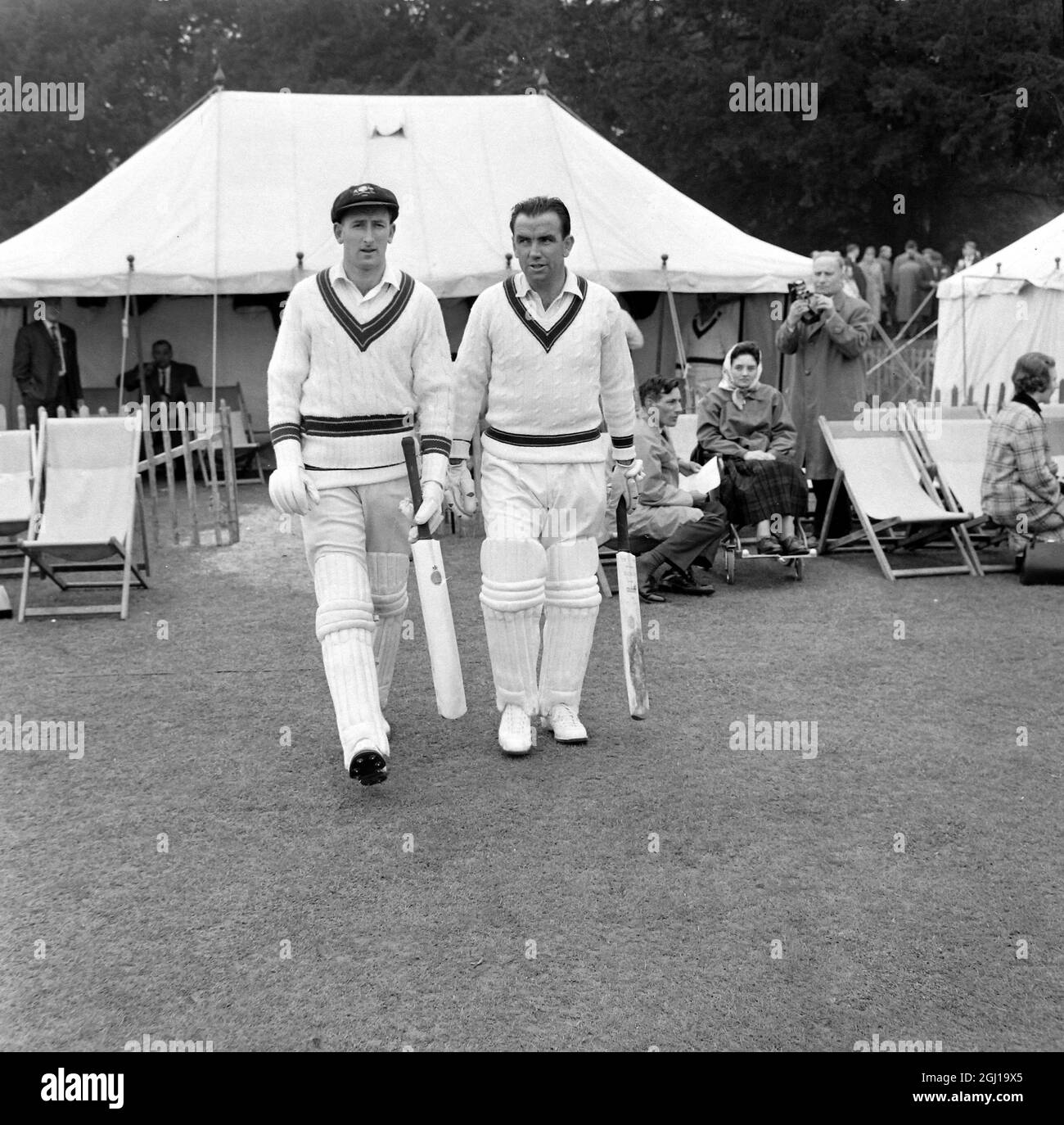CRICKET PLAYERS BILL LAWRIE AND BOBBY SIMPSON IN ARUNDEL - ; 26 APRIL 1964 Stock Photo