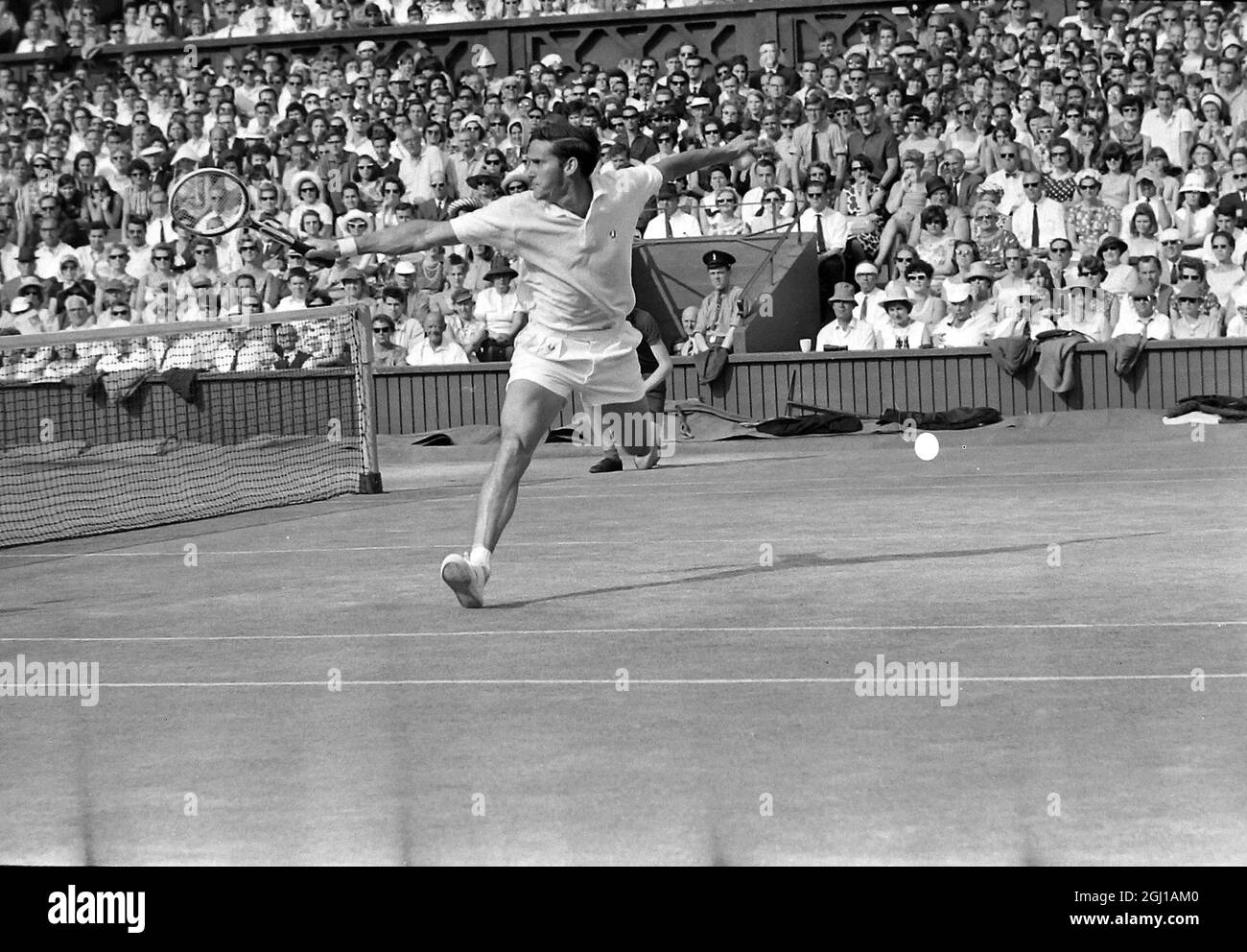 Roy Emerson In Action In The All England Lawn Tennis Championships At Wimbledon In London 1 July 1964 Stock Photo Alamy