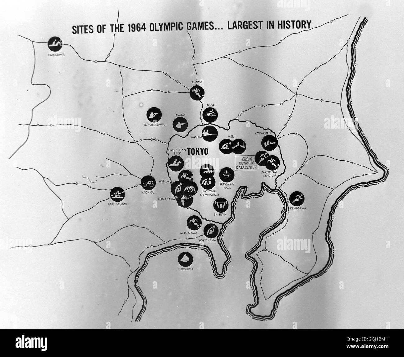 ARTISTS IMPRESSION OF OLYMPIC GAMES TOKYO SITE ; 27 AUGUST 1964 Stock Photo