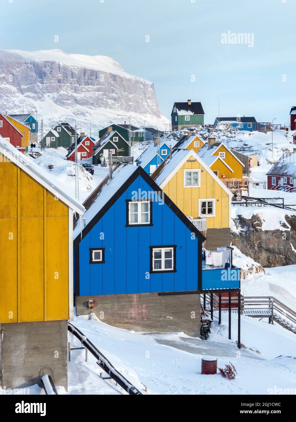 Town Uummannaq during winter in northern Greenland, Denmark. Stock Photo
