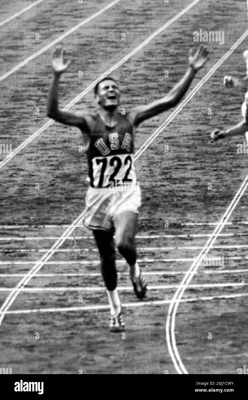 OLYMPICS, OLYMPIC SPORT GAMES - THE XVIII 18TH OLYMPIAD IN TOKYO, JAPAN - RUNNING MENS 10000M B MILLS LEAPS JOY AS WINS ; 14 OCTOBER 1964 Stock Photo