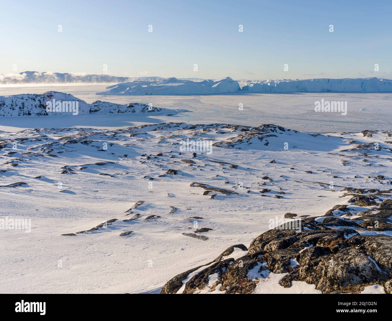 Winter at the Ilulissat Icefjord, located in the Disko Bay in West ...