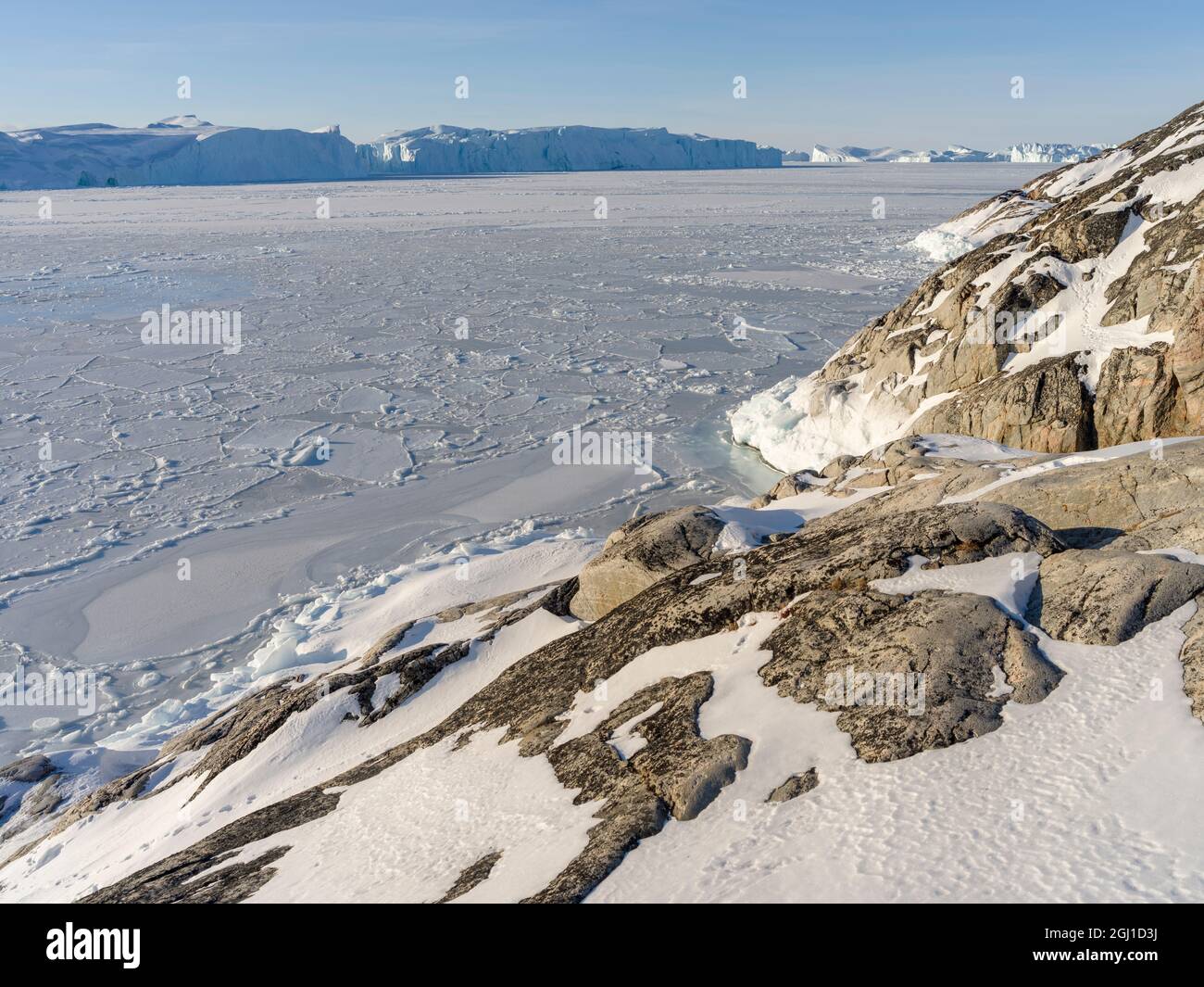 Winter at the Ilulissat Icefjord, located in the Disko Bay in West ...