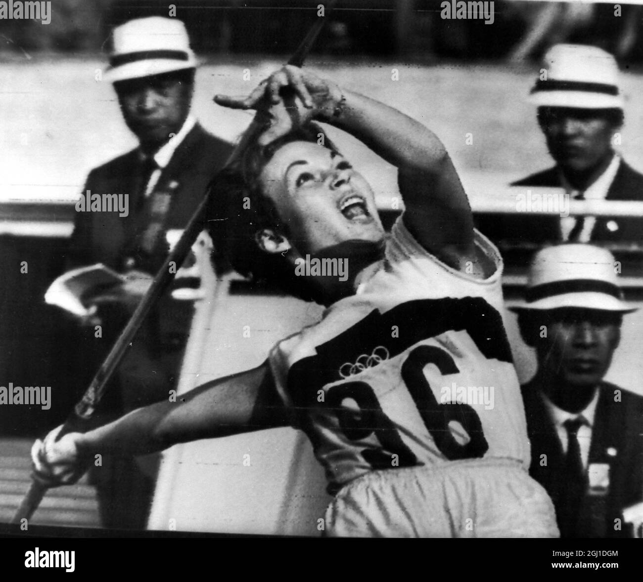 OLYMPICS, OLYMPIC SPORT GAMES THE XVIII 18TH OLYMPIAD IN TOKYO, JAPAN JAVELIN THROW IN