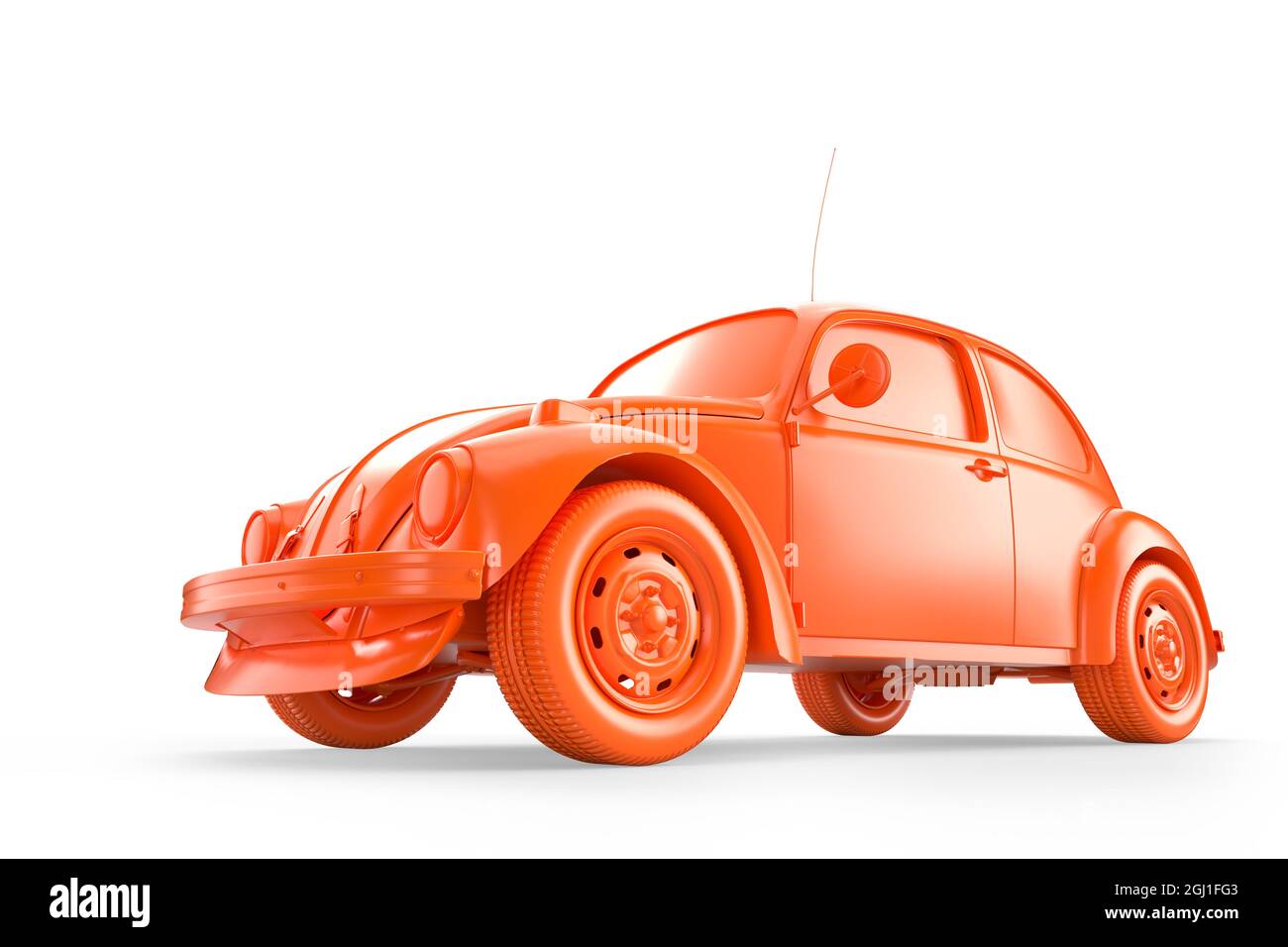 Side view of red vintage classic car on white background. 3D illustration Stock Photo
