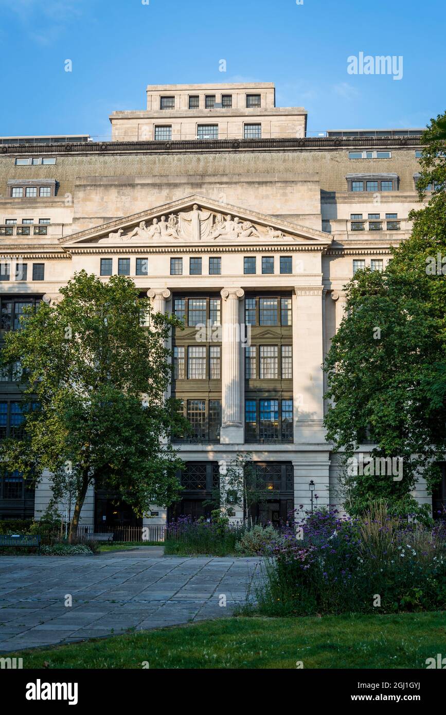 Victoria House, a neoclassical building and Bloomsbury Square Gardens, developed in the late