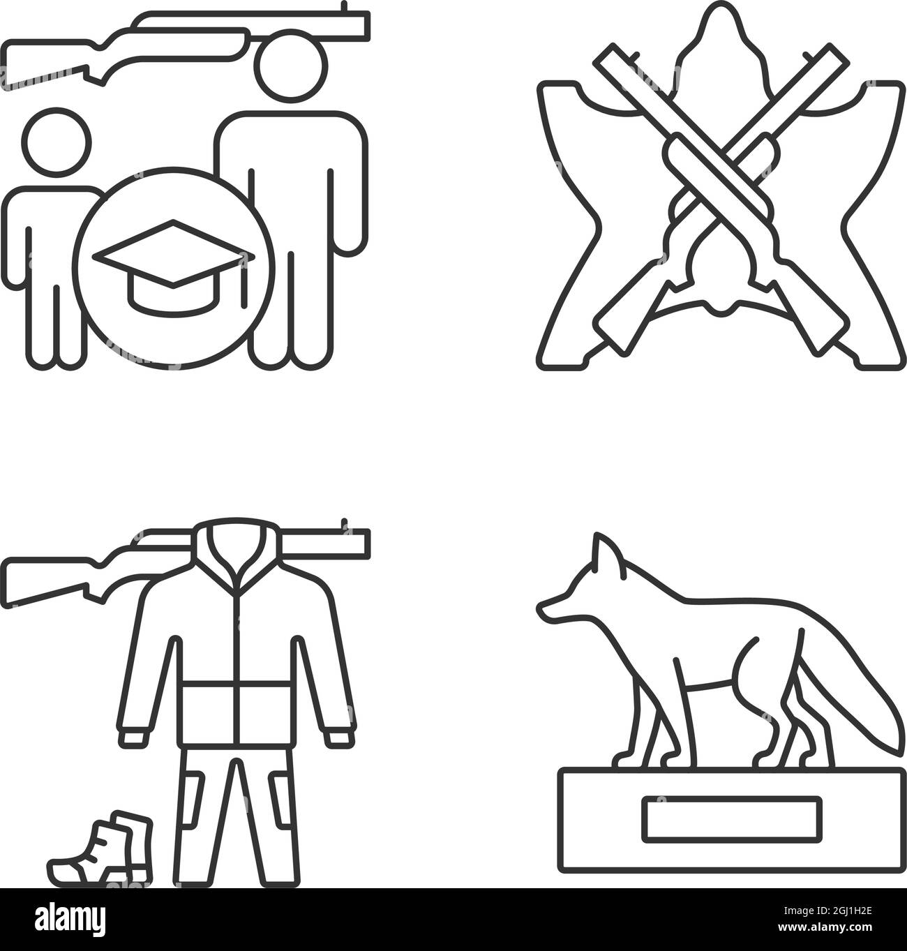 Hunting trophy and equipment linear icons set Stock Vector Image & Art ...