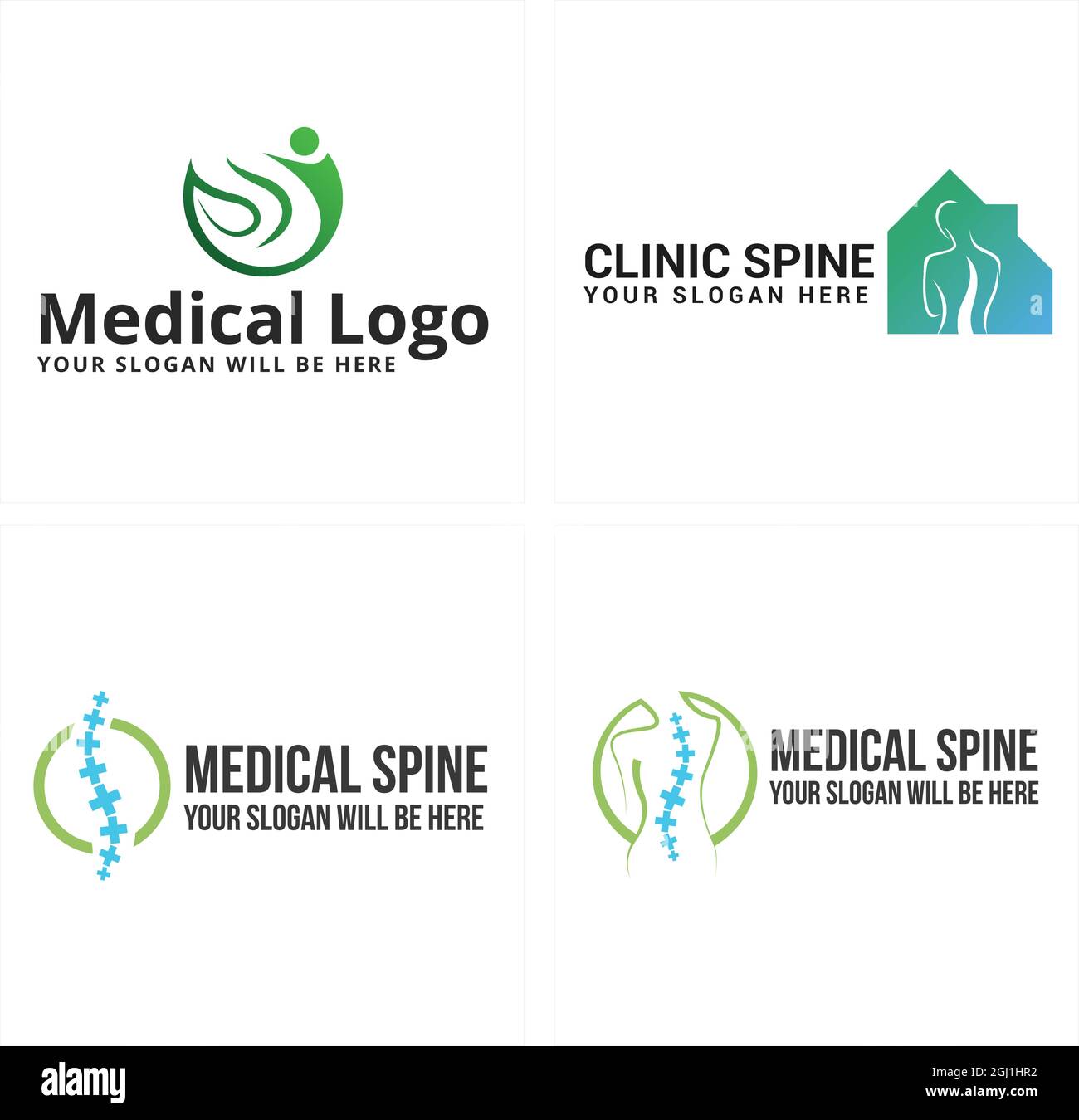 Medical clinic spine healthcare people logo design Stock Vector