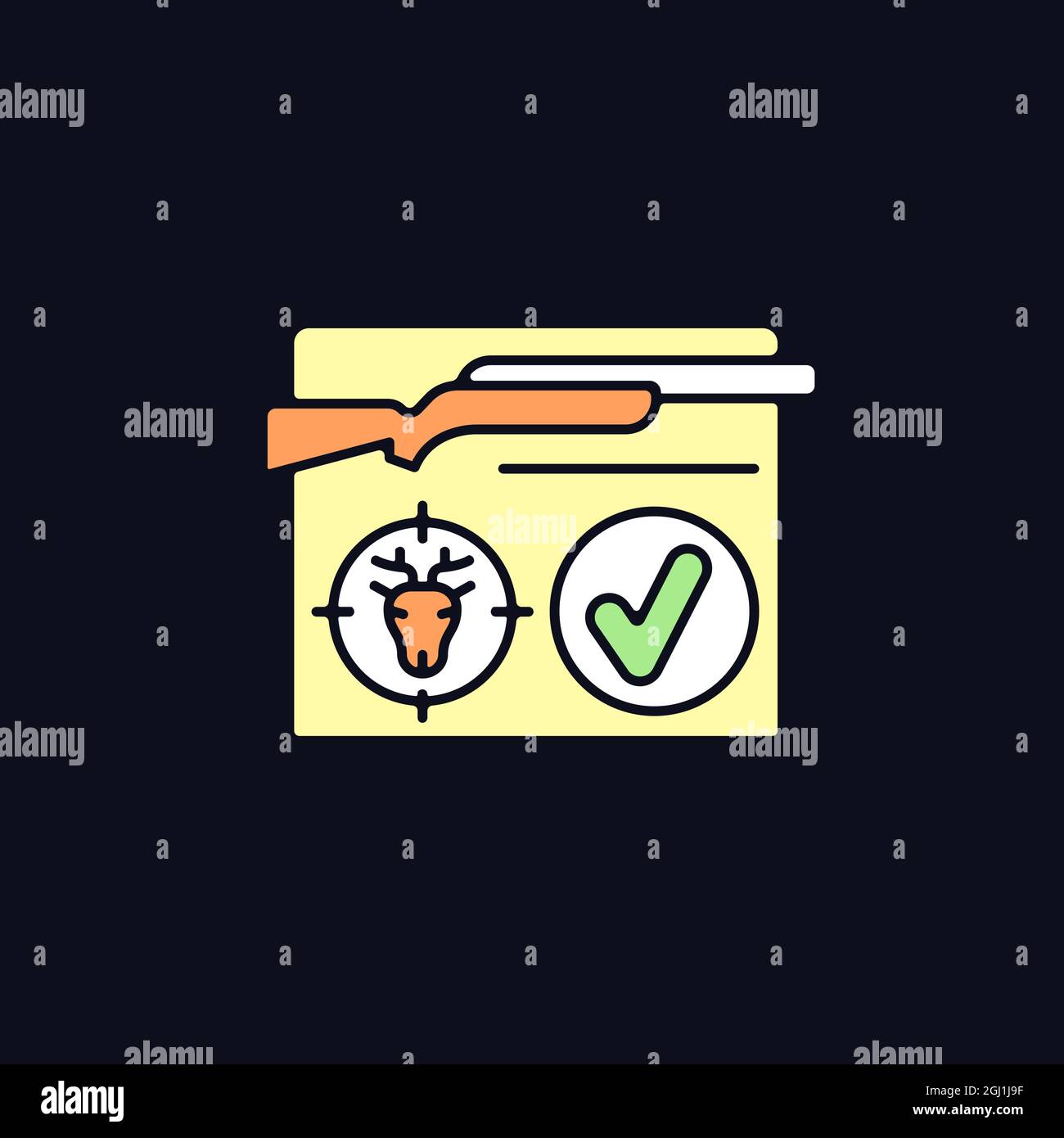 Resident hunting license RGB color icon for dark theme Stock Vector ...