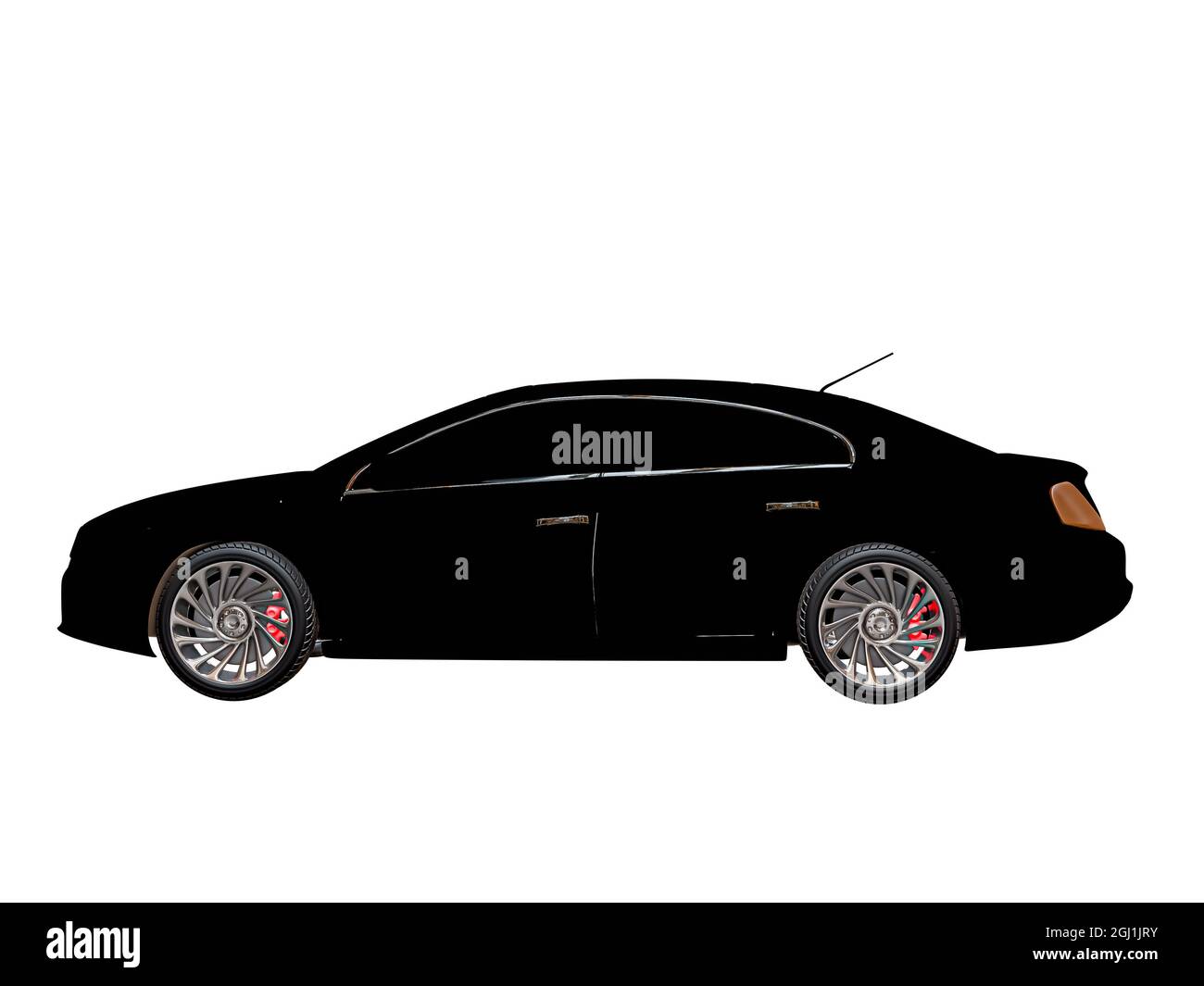 black car isolated on white background 3d illustration Stock Photo - Alamy