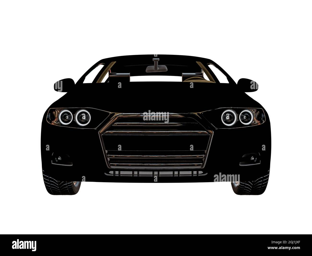 black car isolated on white background 3d illustration Stock Photo - Alamy