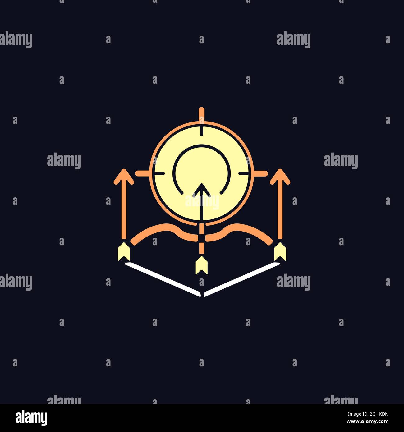 Bow and arrow hunting RGB color icon for dark theme Stock Vector Image ...