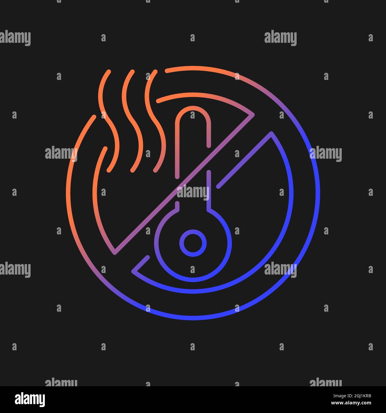 Do not use when it is hot gradient vector manual label icon for dark theme Stock Vector