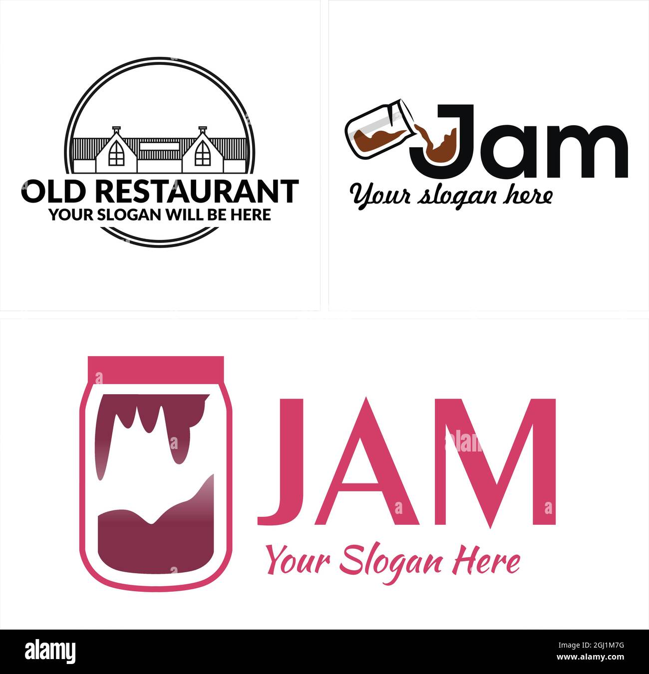 Restaurant jam healthy food logo design Stock Vector