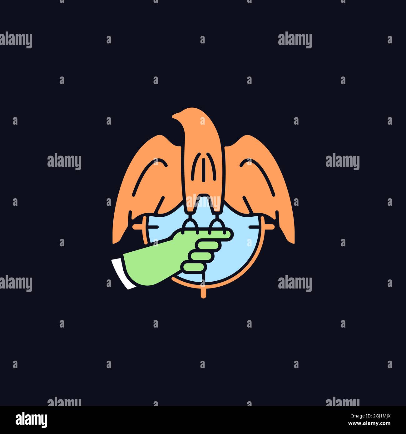 Falconry hunting RGB color icon for dark theme Stock Vector Image & Art ...