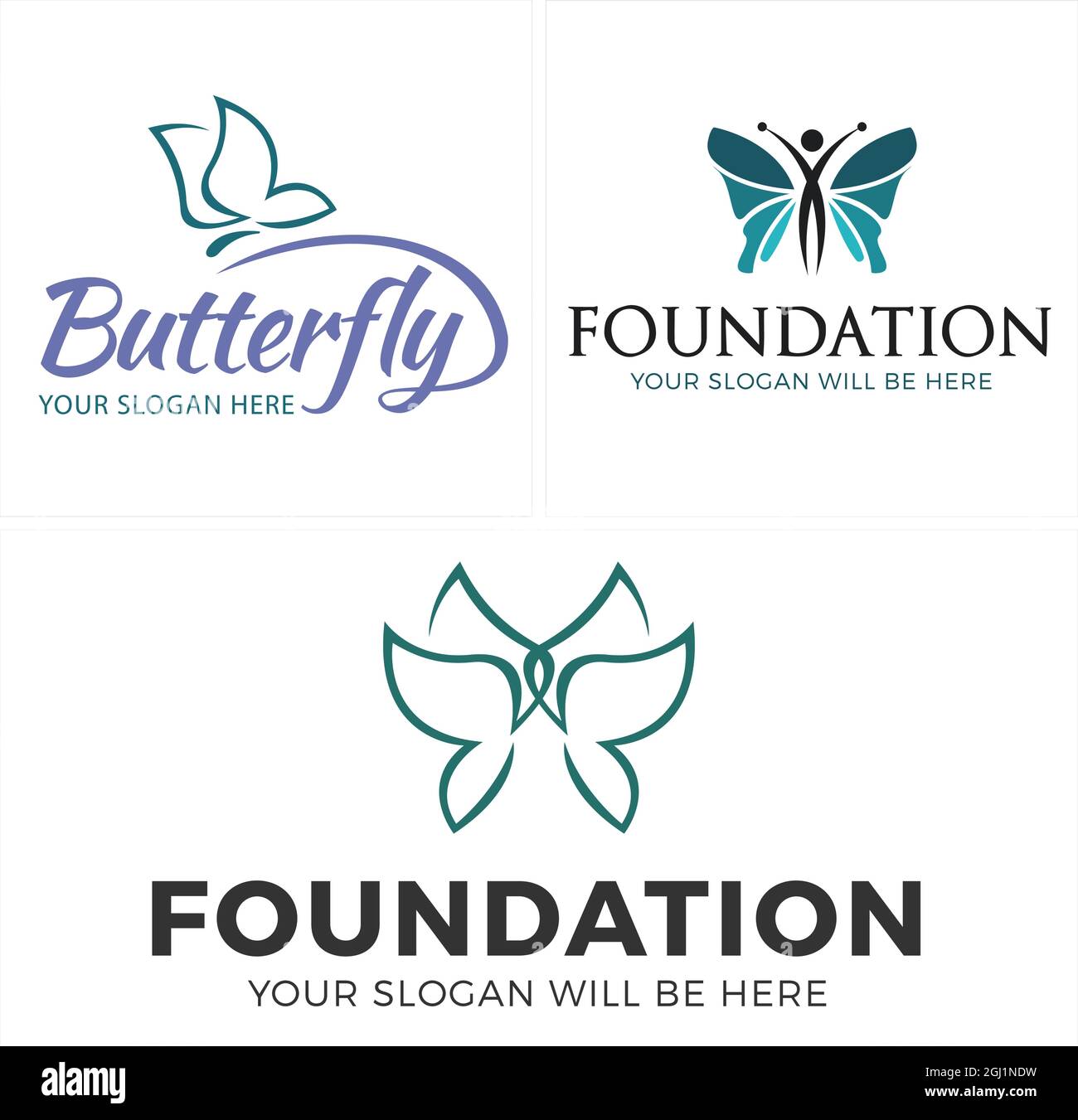 Community nonprofit butterfly people vector logo design Stock Vector