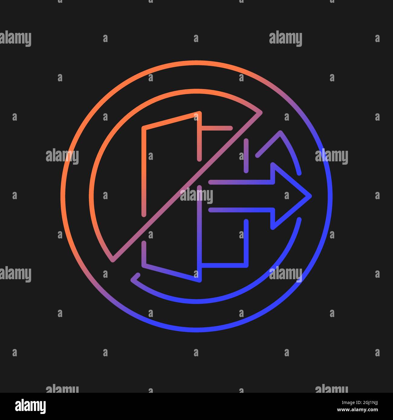 Do not use outdoors gradient vector manual label icon for dark theme Stock Vector