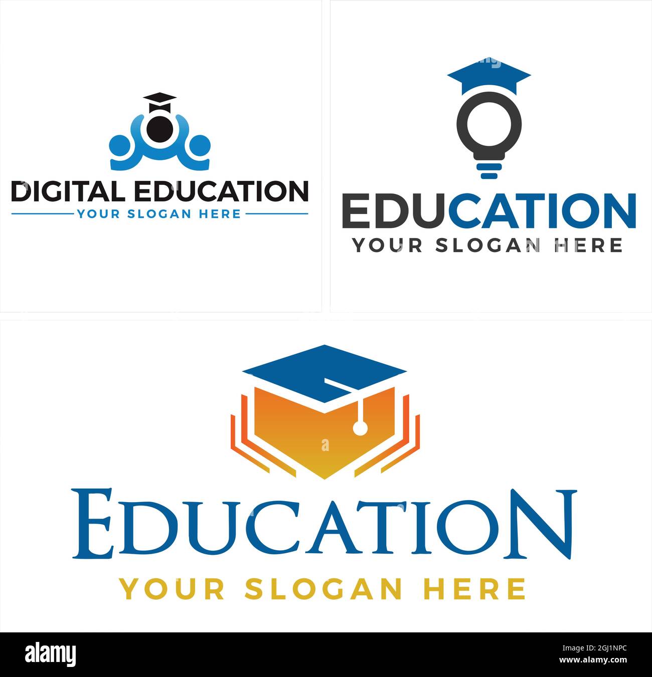 Education student academy graduation cap logo design Stock Vector Image