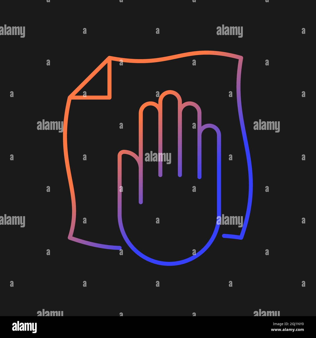 Wipe with dry cloth gradient vector manual label icon for dark theme Stock Vector