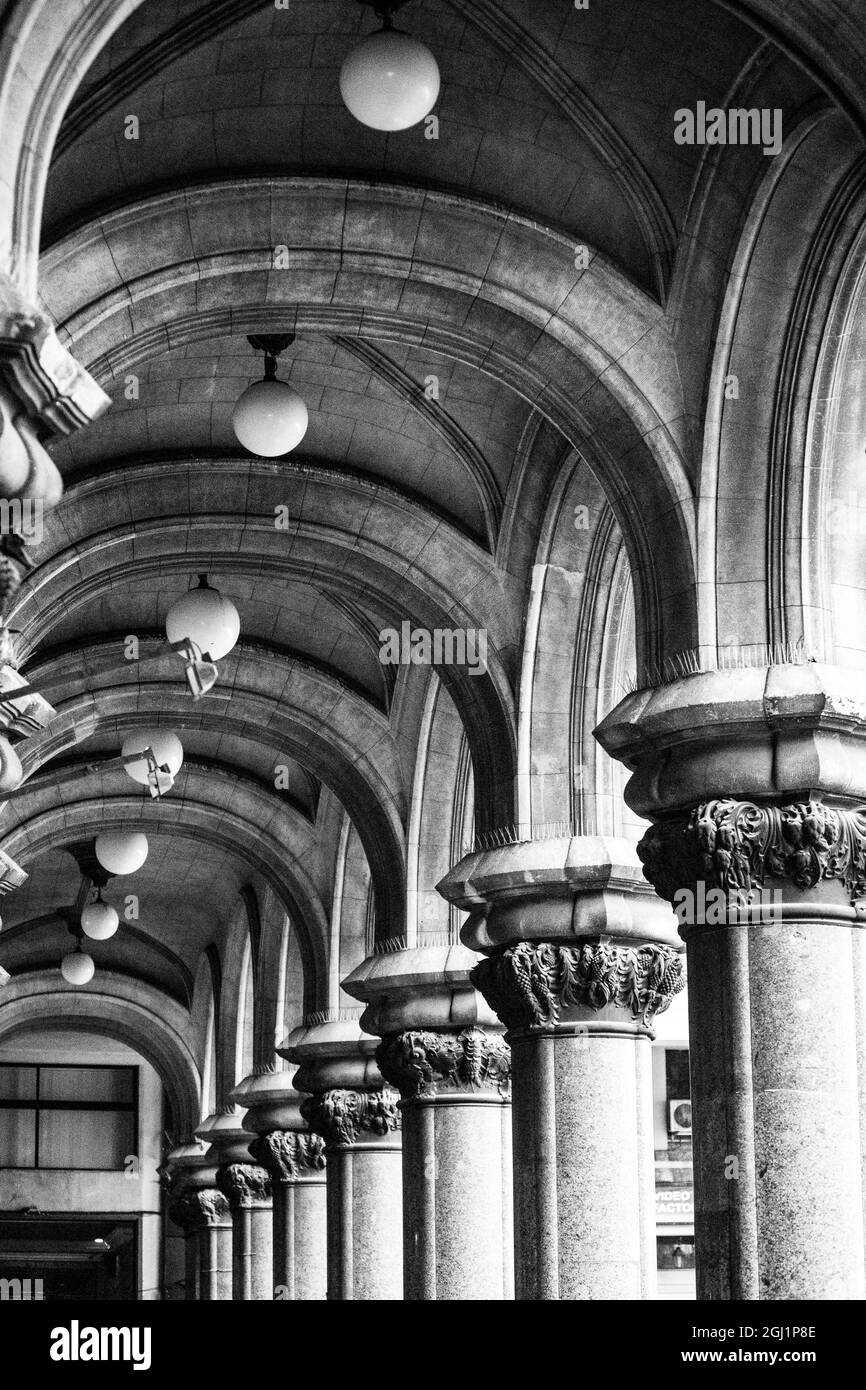 Uruguay, Montevideo. Corinthian column, stone-ribbed archway. Stock Photo