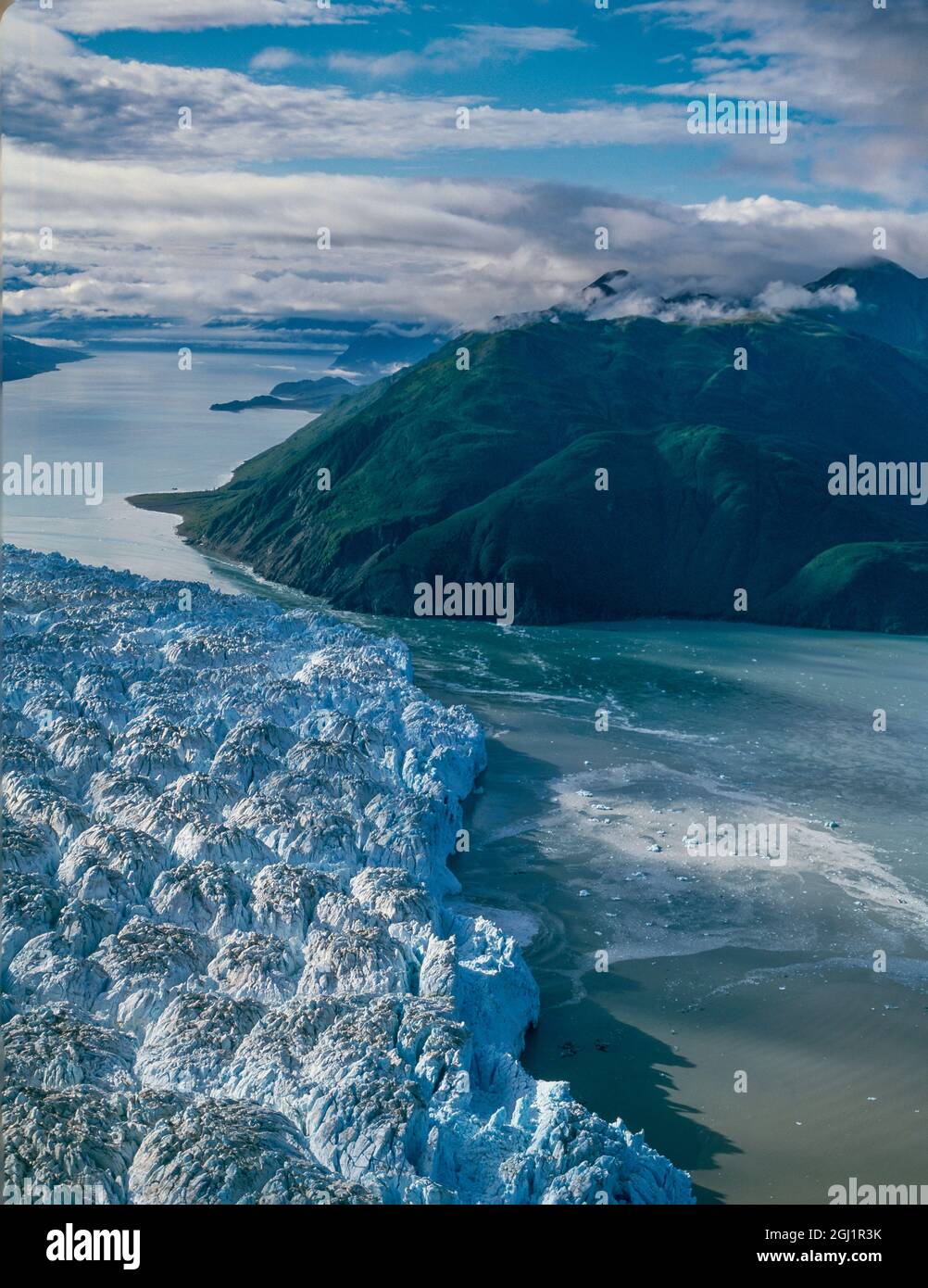 Ice from Hubbard Glacier advancing toward Gilbert Point, Wrangell-St ...